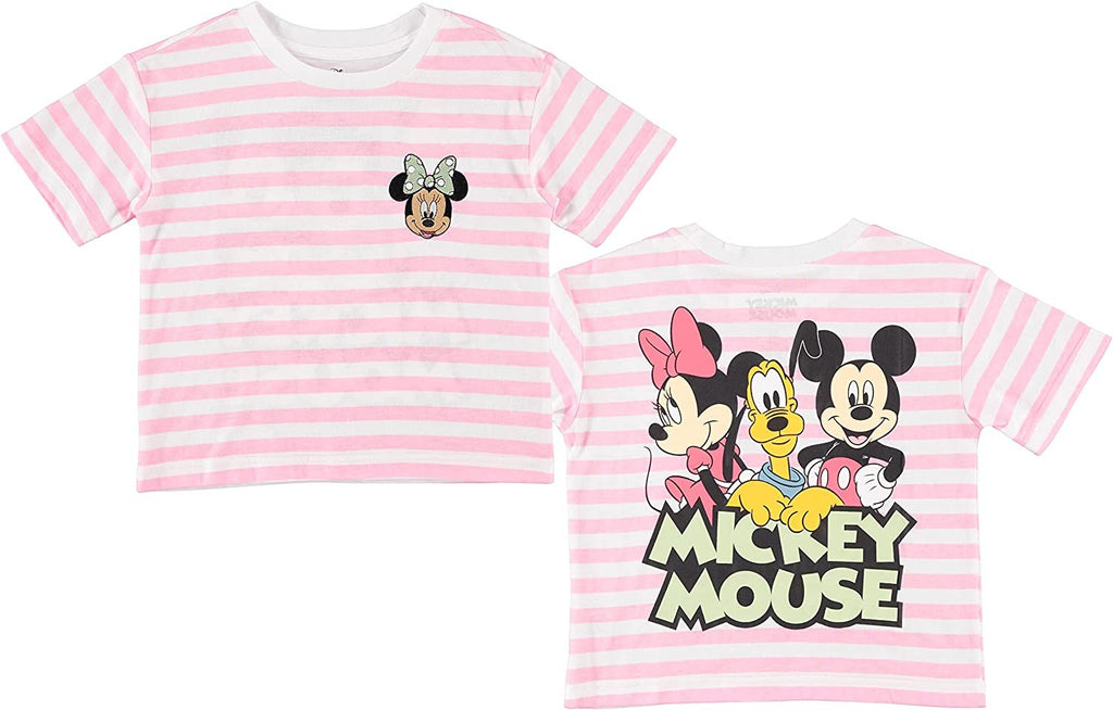 Disney Minnie Mouse Girls Short Sleeve T-Shirt- Front and Back Print - Sizes 4-16