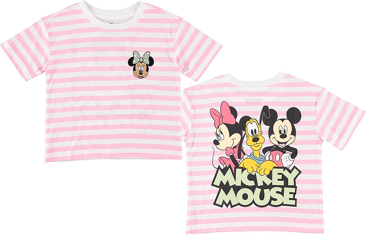 Disney Minnie Mouse Girls Short Sleeve T-Shirt- Front and Back Print - Sizes 4-16
