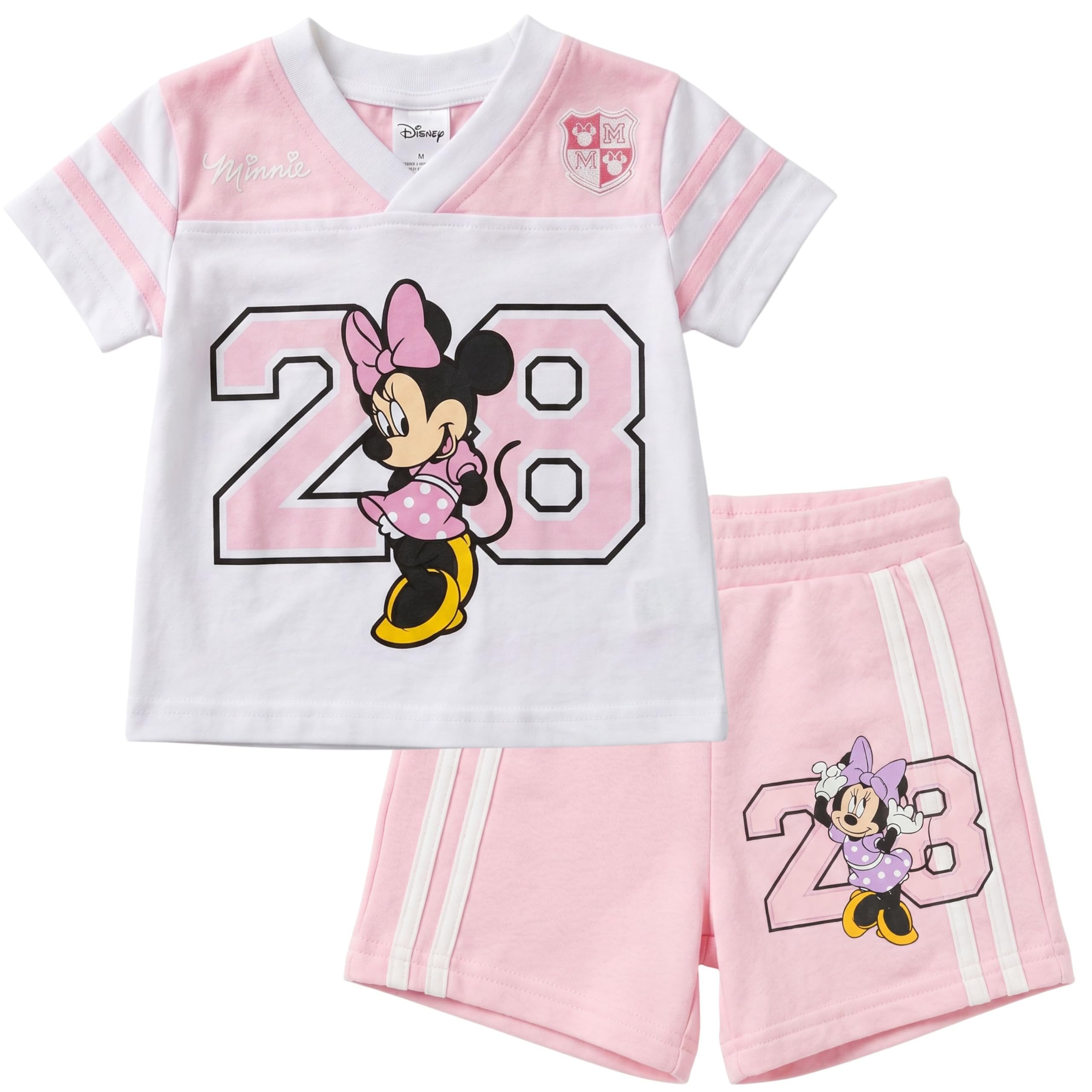 Disney Minnie Mouse Girls Soccer Jersey & Shorts Set, Pink 2-Piece Outfit, Toddler & Little Girls Sizes 2T-6X