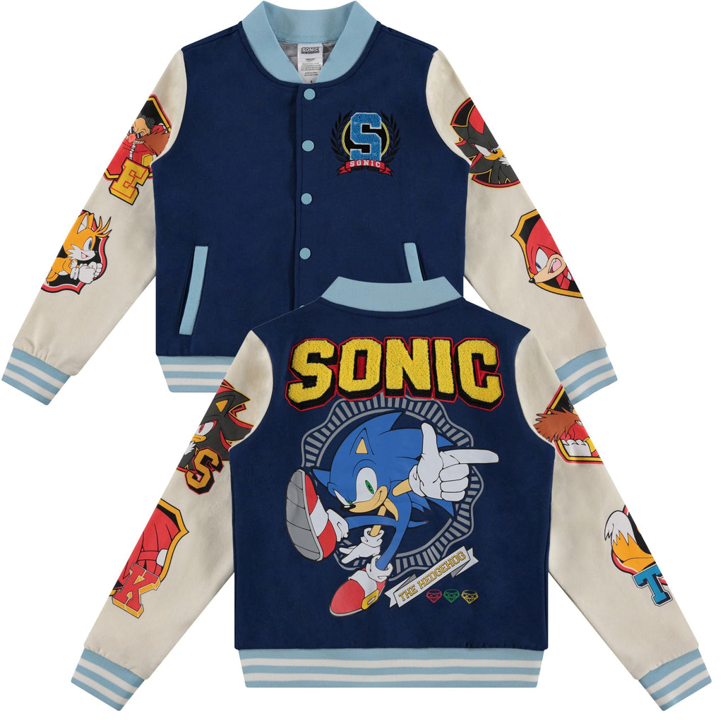 SEGA Boys Sonic the Hedgehog Varsity Jacket, Shadow & Knuckles- Little Boys 4-7