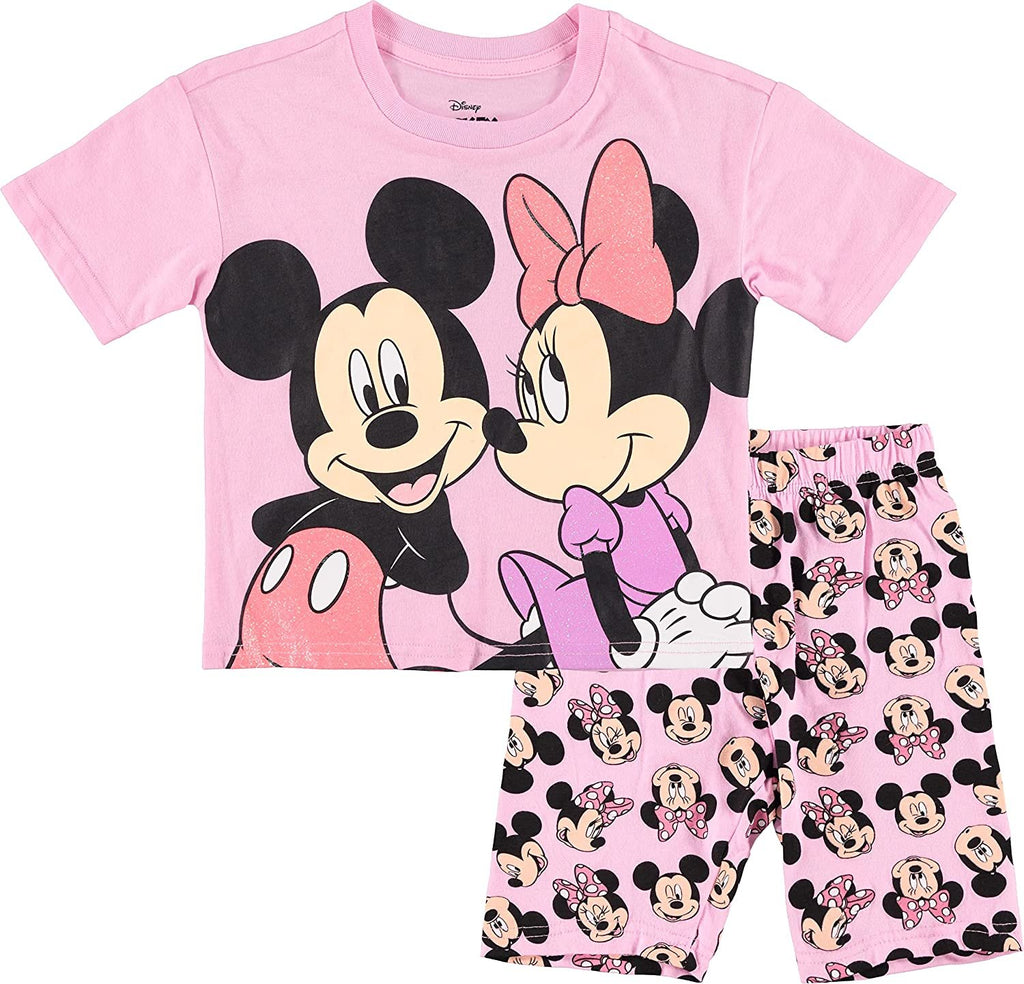 Disney Girls Mickey & Minnie Mouse Girls T-shirt & Bike Short 2-piece Bundle Set