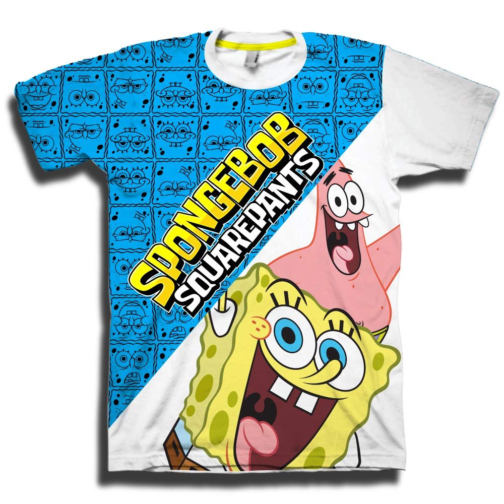 SpongeBob SquarePants Boys Short Sleeve T-Shirt - Spongebob, Patrick, Squidward, Mr Krabs - Nickelodeon - Boys Sizes 4-20