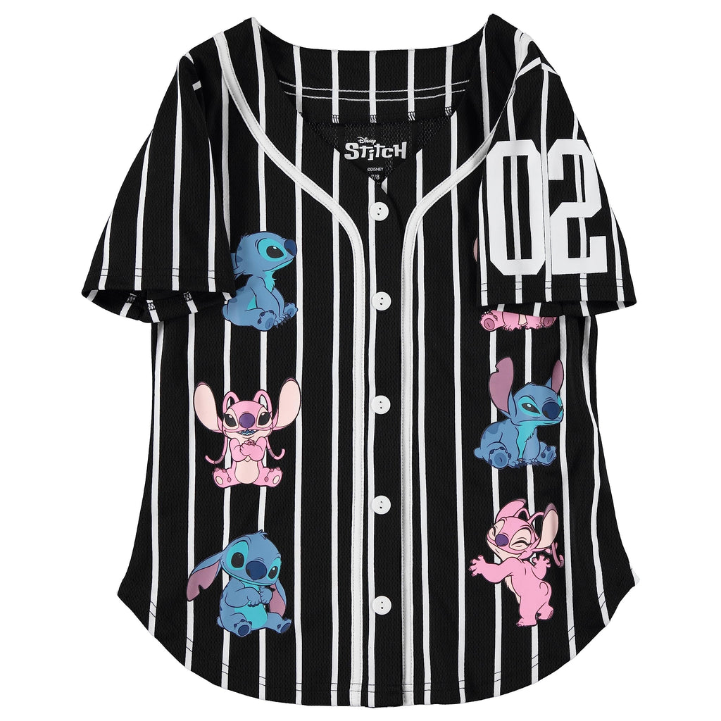 Disney Girls Baseball Jersey T-Shirt with Lilo & Stitch and Mickey Mouse- Girls Sizes 4-16 Hot Pink