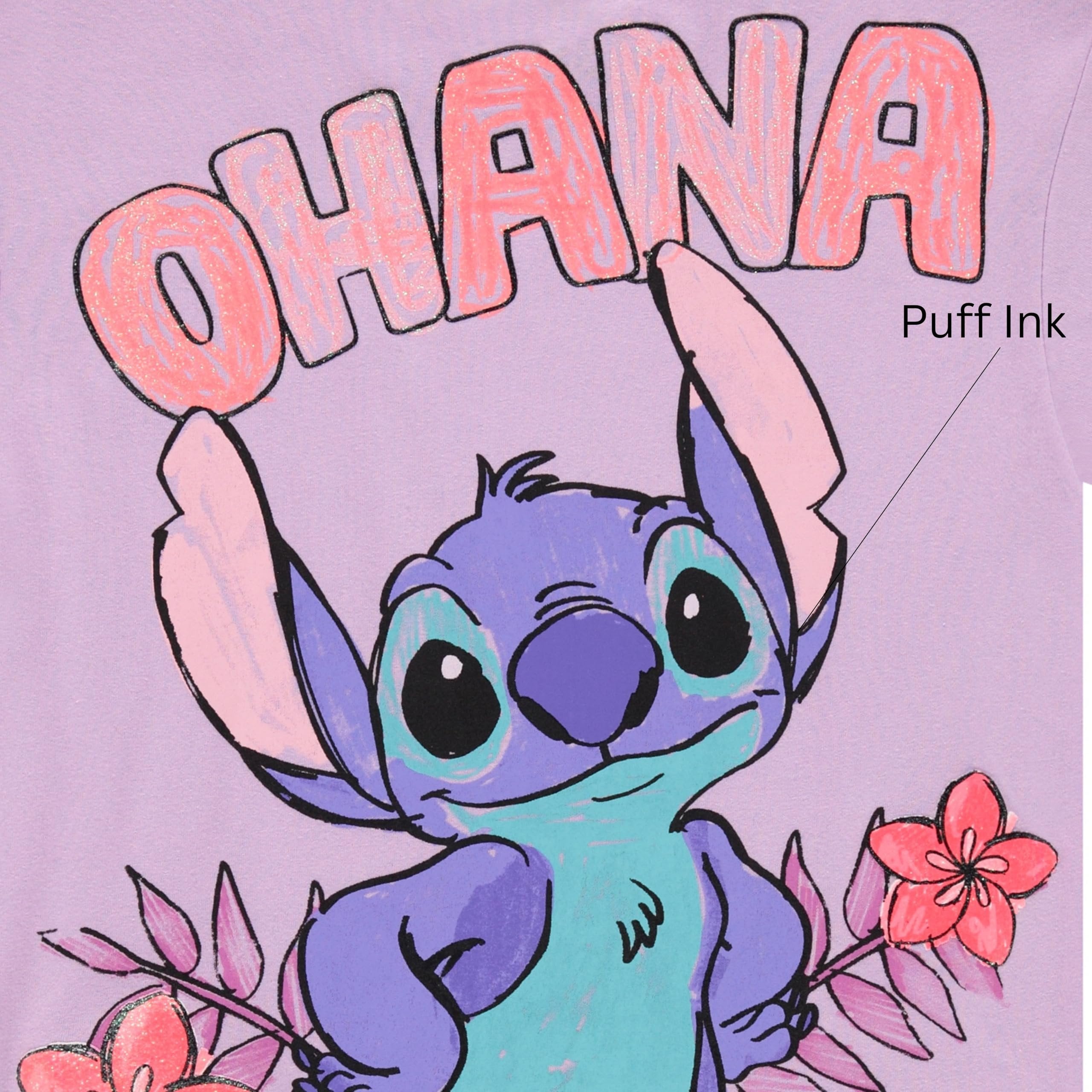 Disney Lilo and Stitch Girls Short Sleeve T-Shirt- Stitch Girls Tee Sizes 4-16