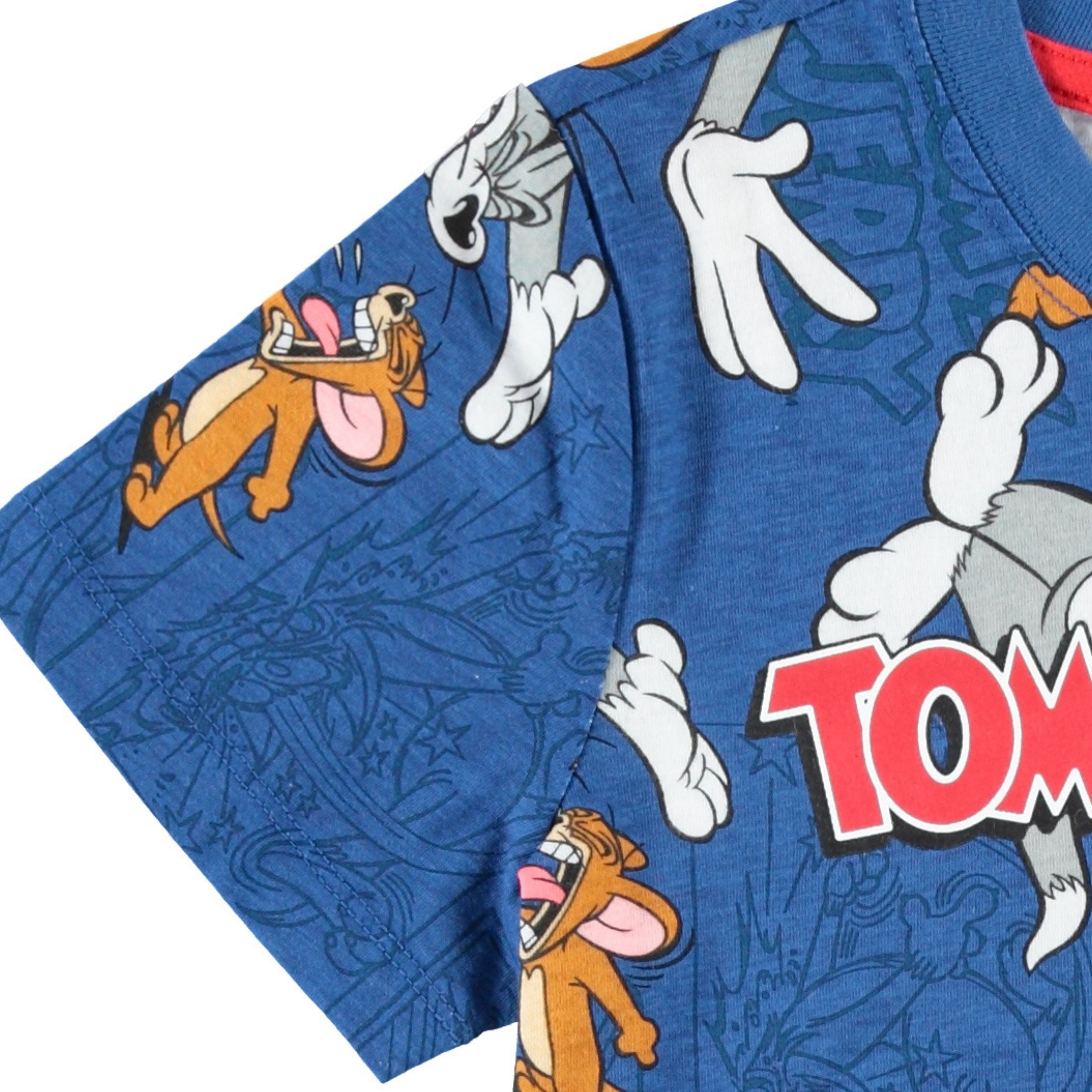 Tom and Jerry Boys Short Sleeve T-Shirt - All Over Print Design Tom and Jerry Tee