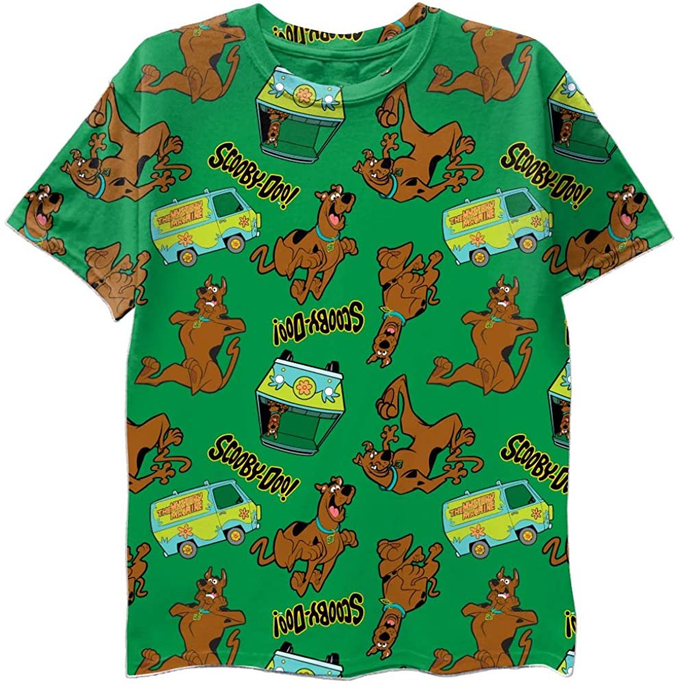 Scooby-Doo Boys T-Shirt - Graphic Design Split T-Shirt and All Over Print Boys Sizes 4-20