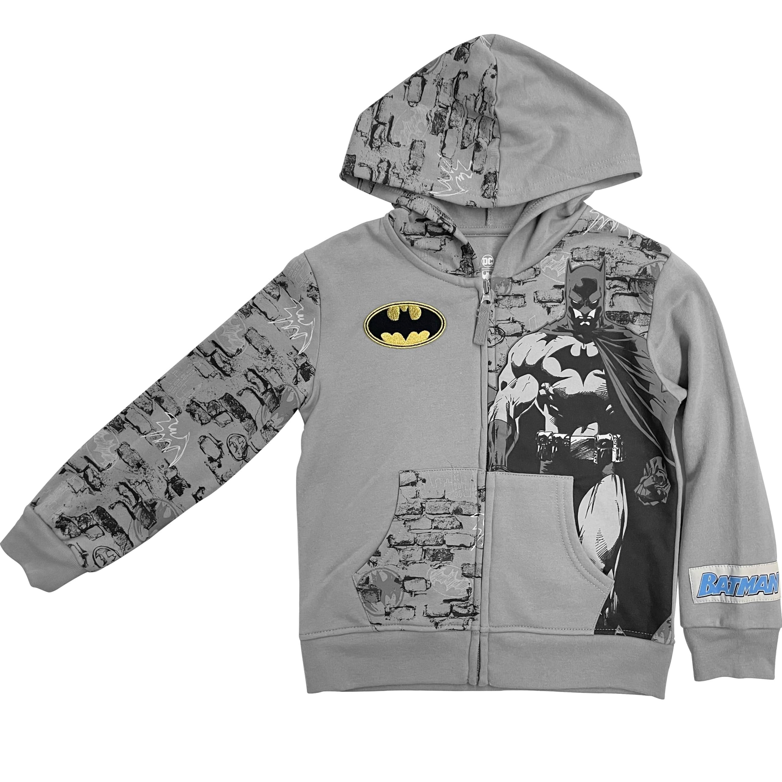 DC Comics Boys Batman Zip-Up Hoodie – Superhero Hoodie for Boys Sizes 4-7