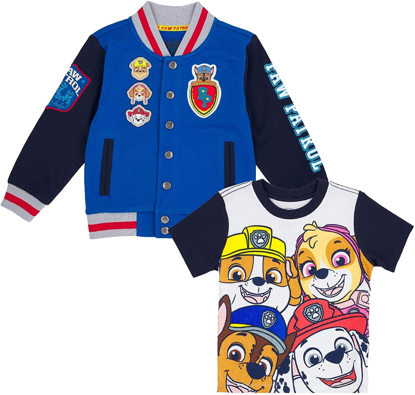 Paw Patrol Jacket with Chest Patch and Short Sleeve T-Shirt Combo