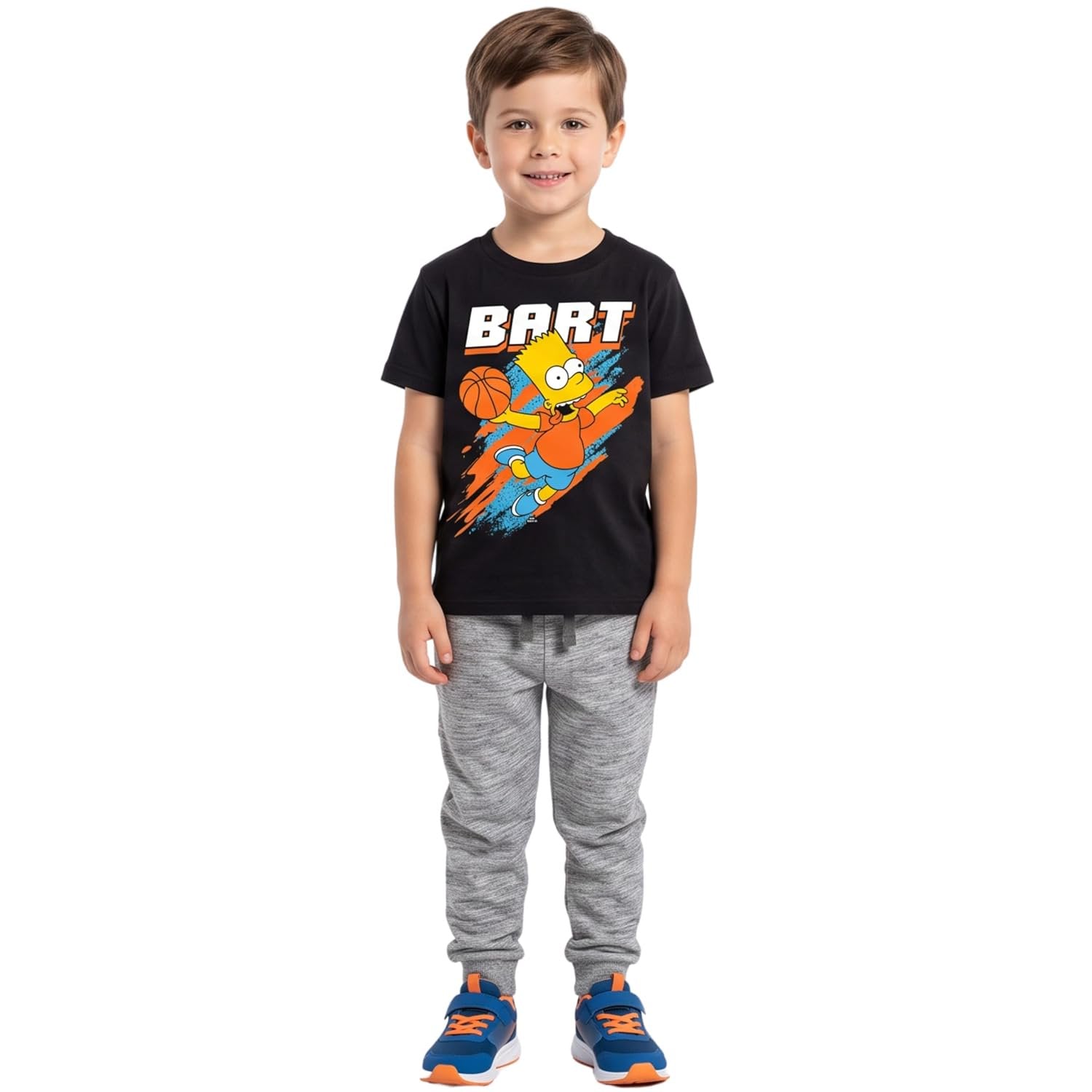 The Simpsons Boys Bart Basketball Graphic T-Shirt, Black, Sizes 8-20