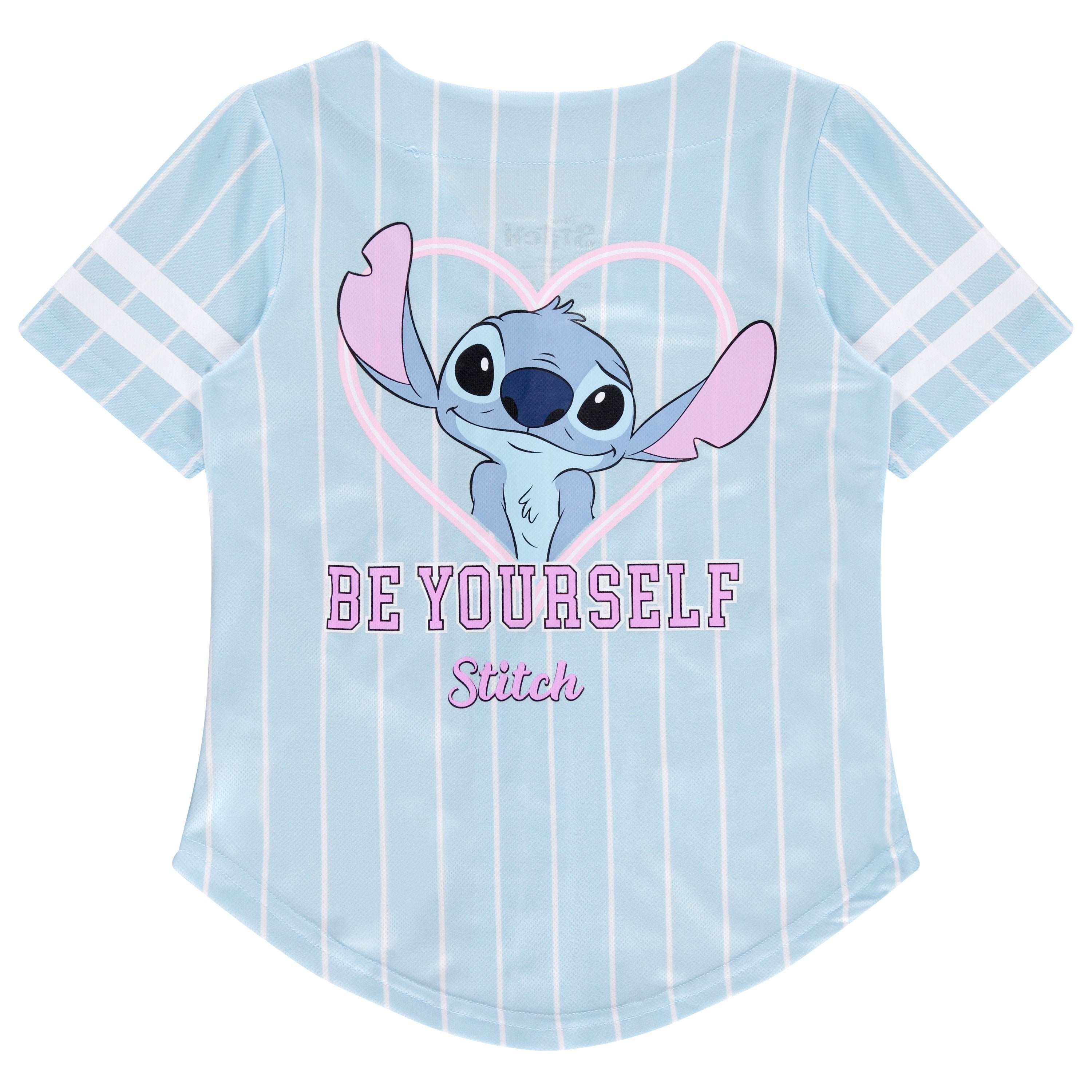 Disney Girls Baseball Jersey T-Shirt with Lilo & Stitch and Mickey Mouse- Girls Sizes 4-16 Hot Pink