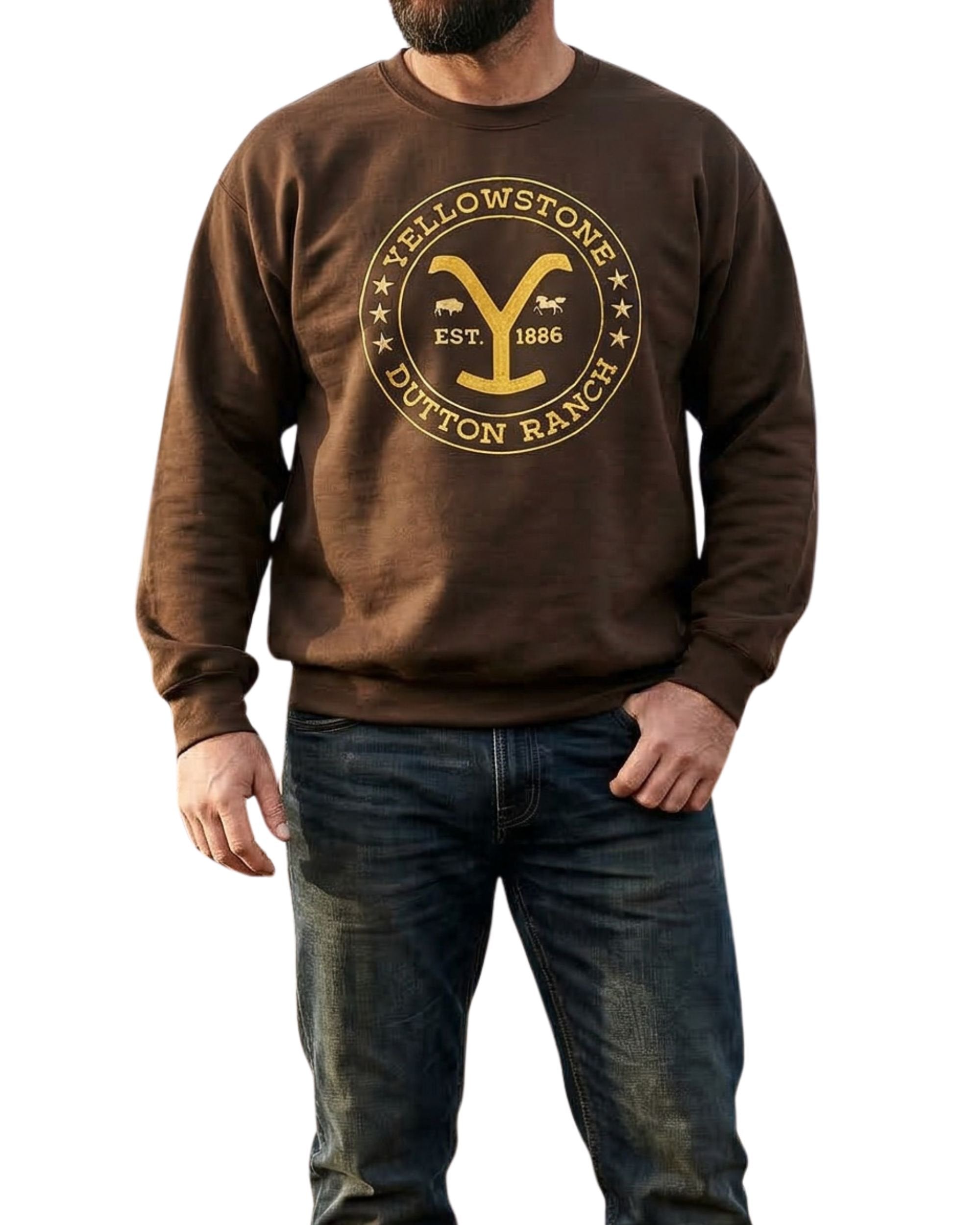Yellowstone Dutton Ranch Adult Sweatshirt Embroidered Western Graphic Fleece Pullover Hoodie Unisex