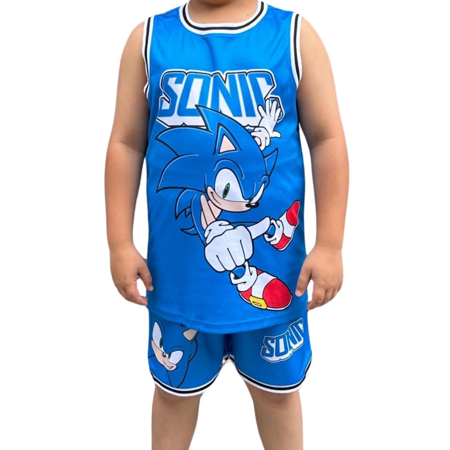 Navy Boys Sonic The Hedgehog Basketball Jersey Shirt and Shorts Clothing Set- Little and Big Boys Sizes 4-20