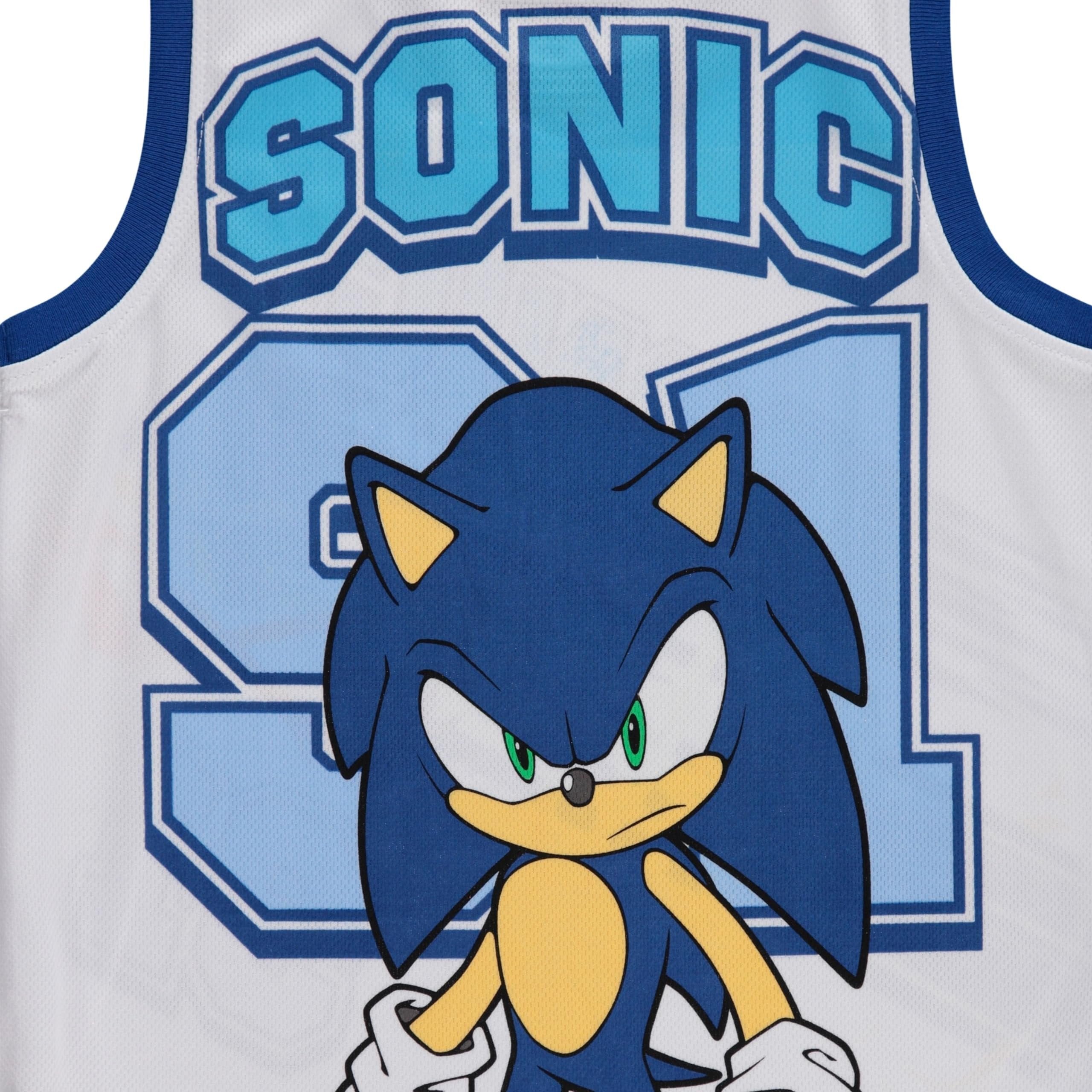 White Boys Sonic The Hedgehog Basketball Jersey Shirt and Shorts Clothing Set- Little and Big Boys Sizes 4-20