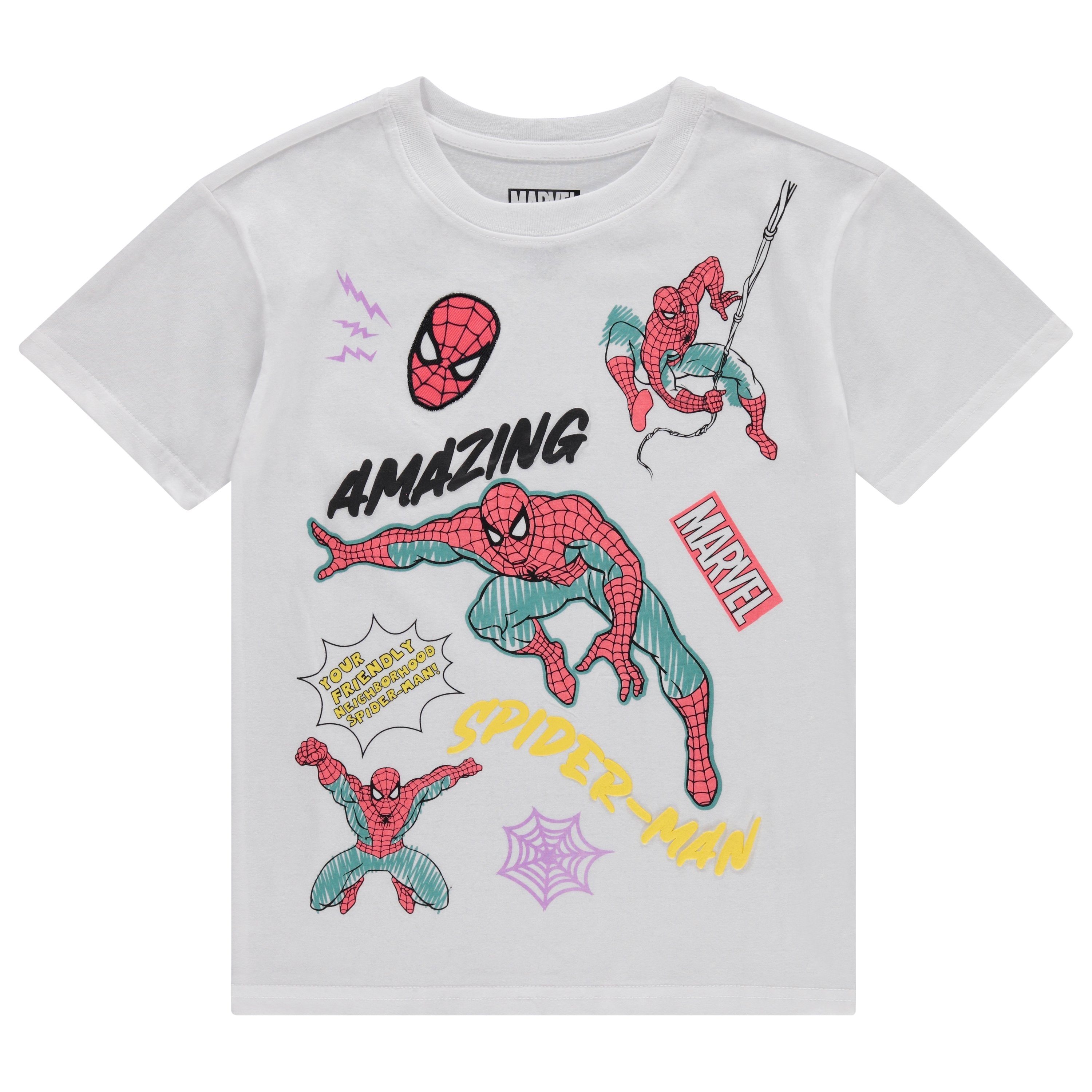 Marvel Amazing Spiderman Super Hero Girls Short Sleeve T-Shirt- Little and Big Girl Sizes 4-16