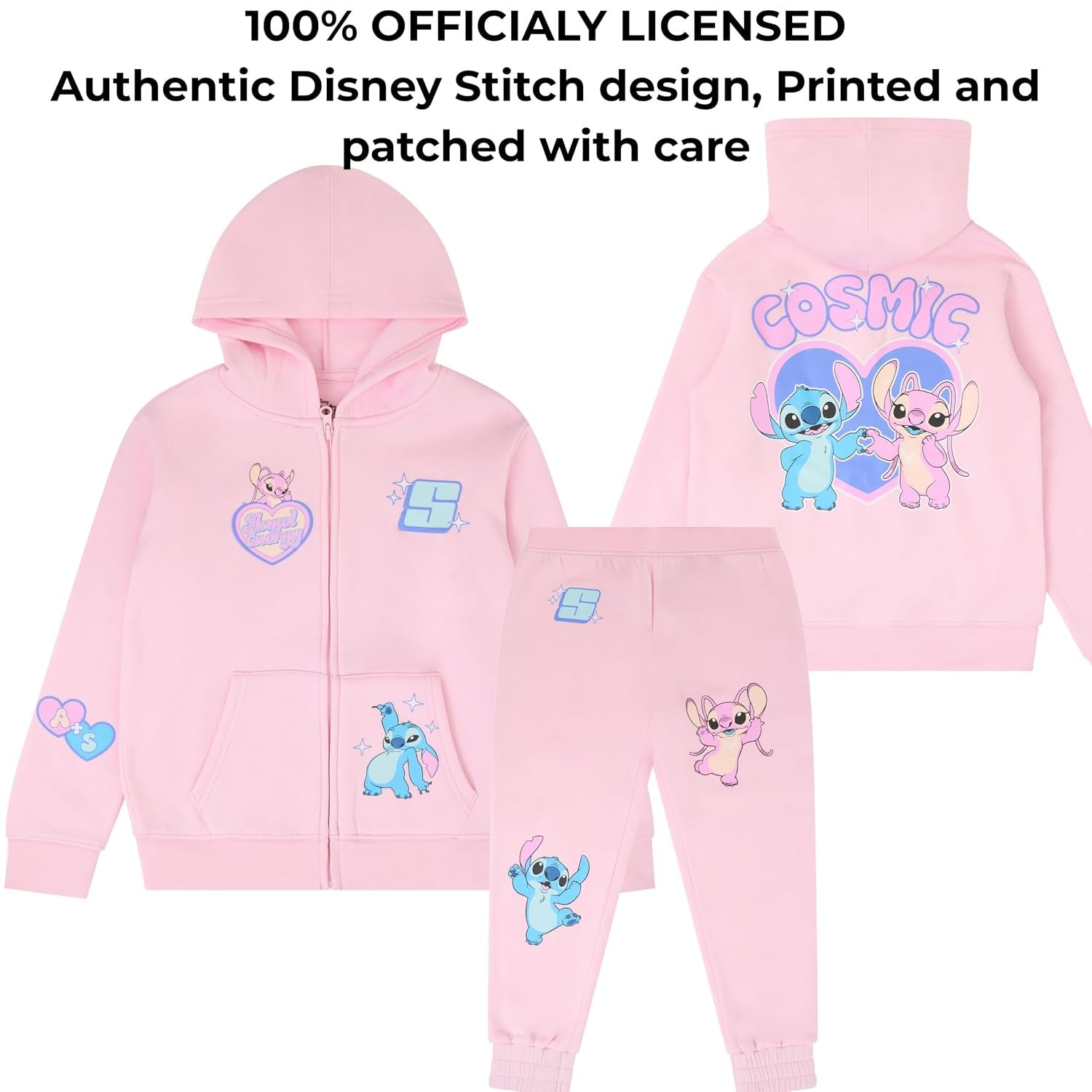 Disney Lilo & Stitch Girls Zip-Up Hoodie & Jogger Set, 2-Piece Outfit, Sizes 4–16
