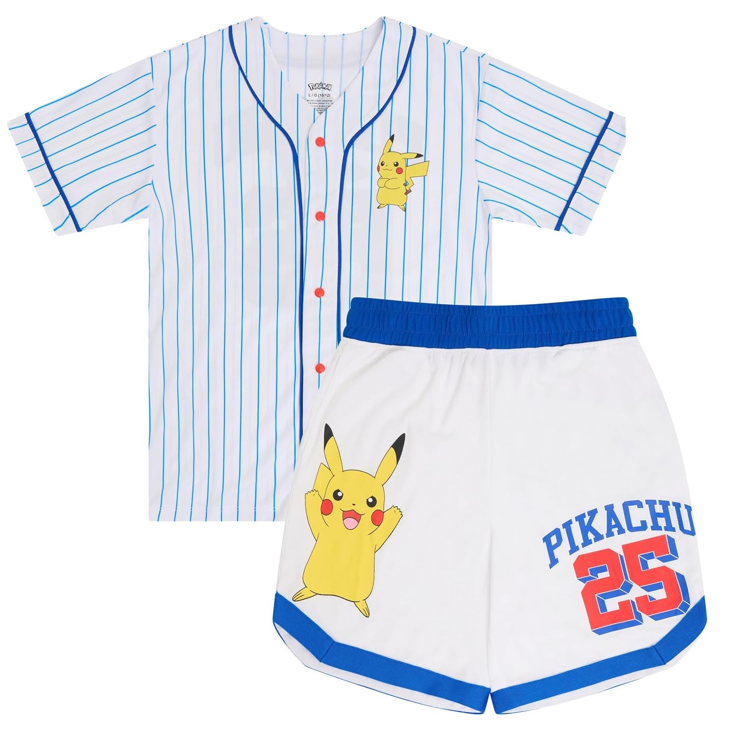 Pokemon Boys Baseball Jersey and Shorts Set, 2 Piece Outfit