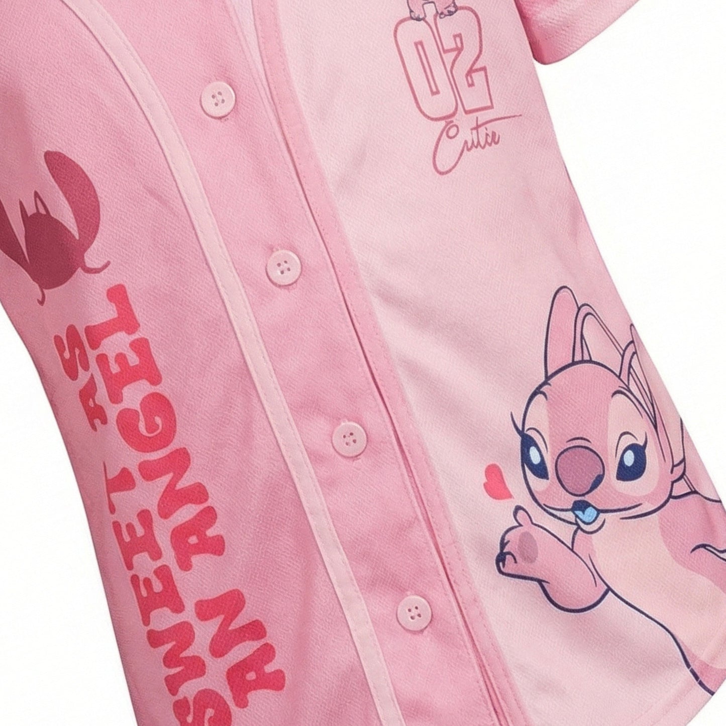 Disney Girls Baseball Jersey T-Shirt with Lilo & Stitch and Mickey Mouse- Girls Sizes 4-16 Hot Pink