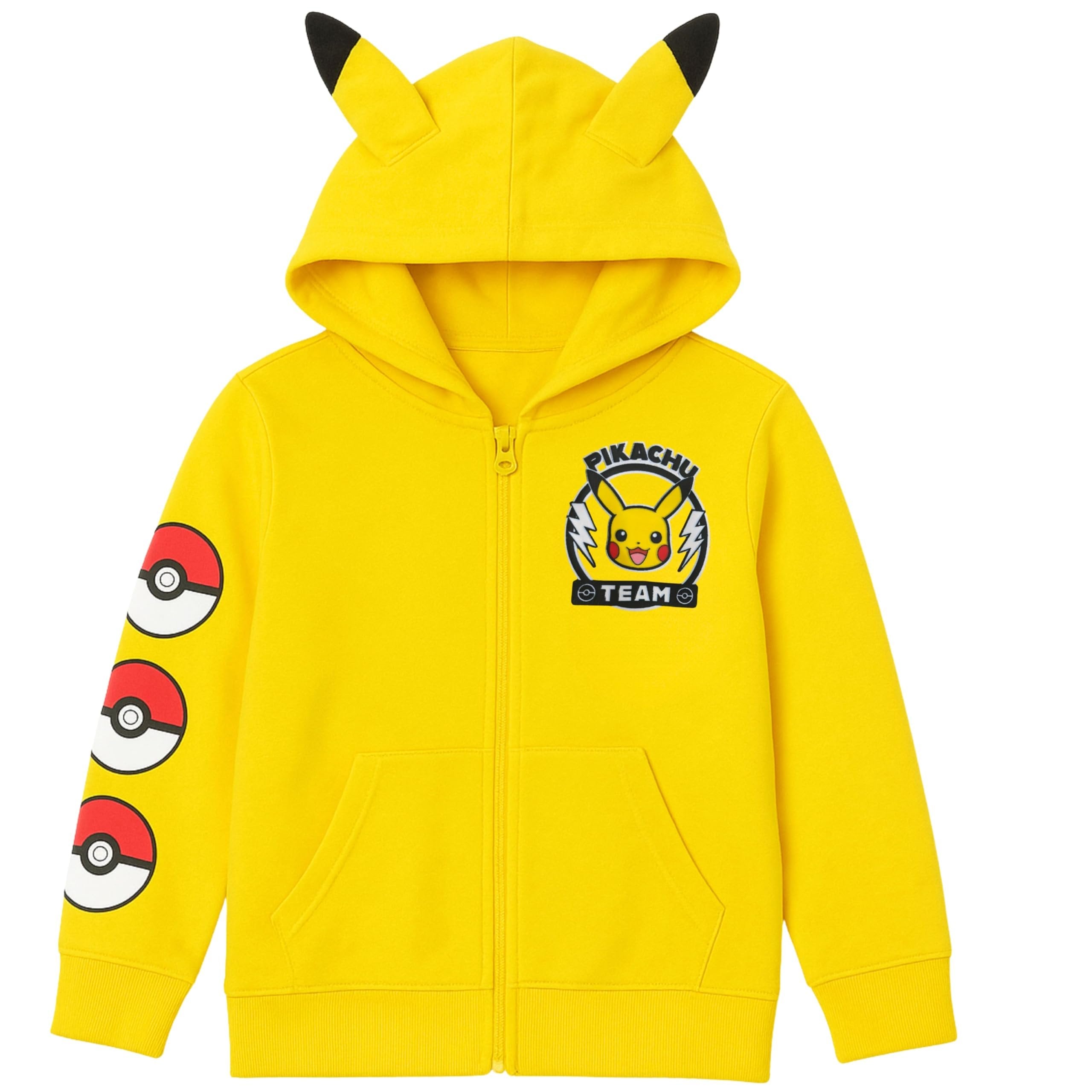 Pokémon Pikachu Costume Hoodie with 3D Ears, Long Sleeve Hooded Sweatshirt, Boys S-XL