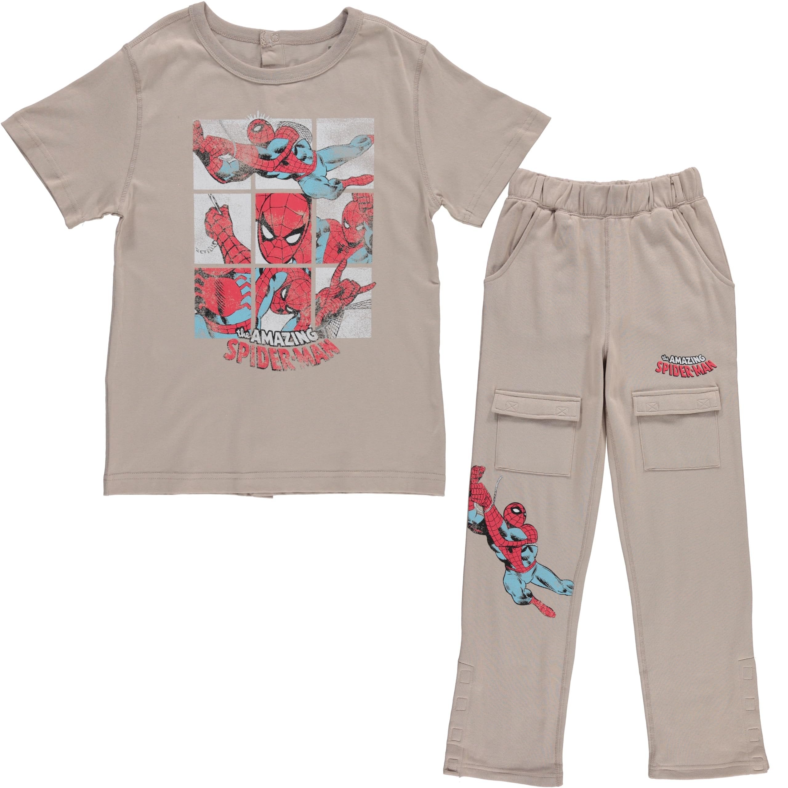 Marvel Boys Comic Avengers Adaptive T-Shirt & Cargo Sweatpants Set, Super Heros Clothing Little and Big Boys Sizes