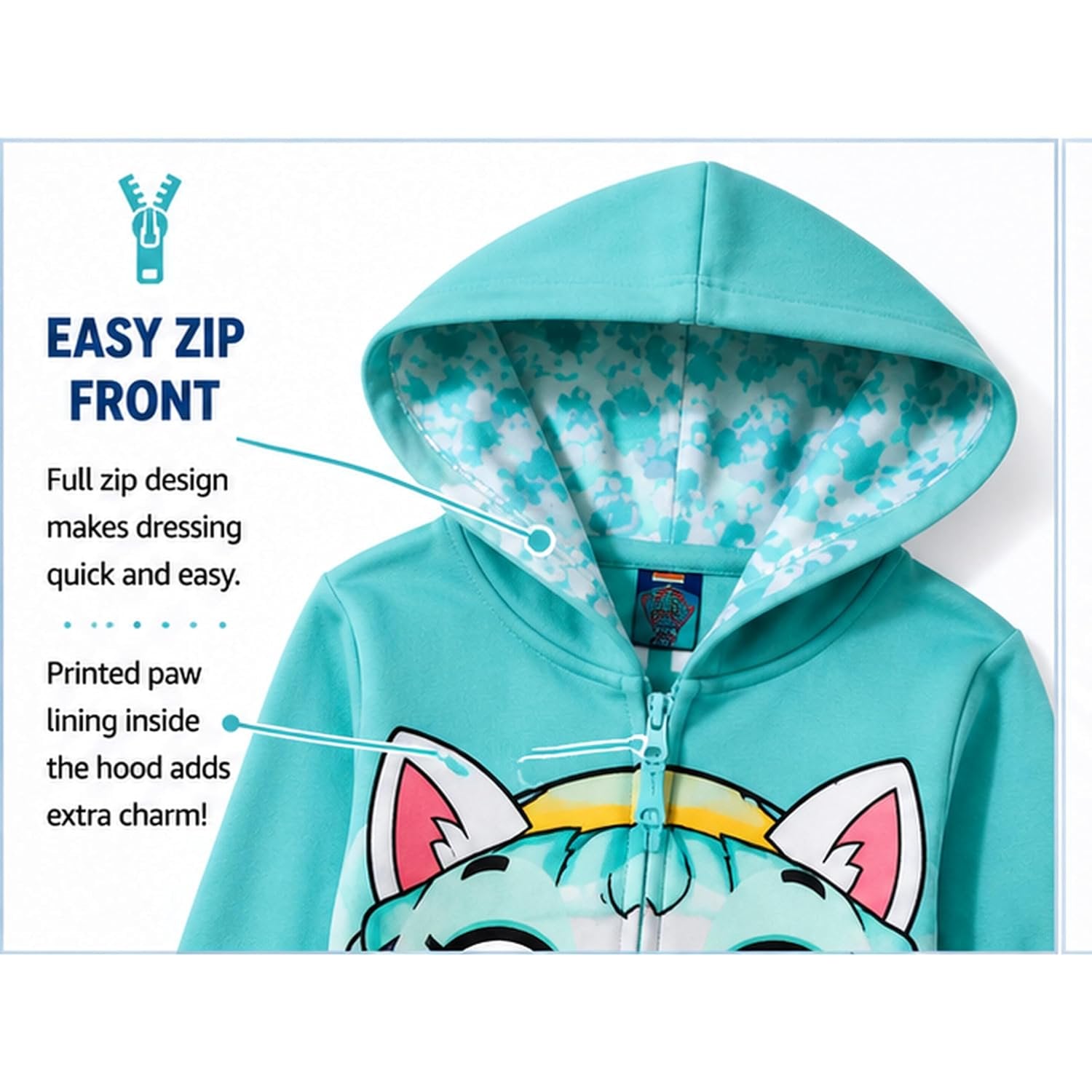 Nickelodeon Paw Patrol Character Big Face Zip-up Hoodies - Skye, Everest - Toddlers