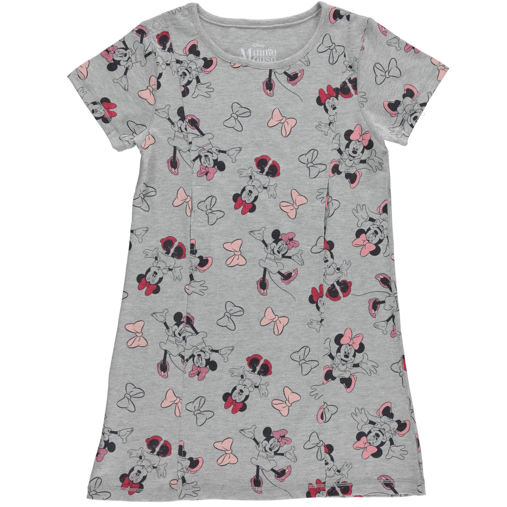 Disney Girls Minnie Mouse Adaptive T-Shirt Dress, Minnie Mouse Clothing Little and Big Girls Sizes Heather Grey