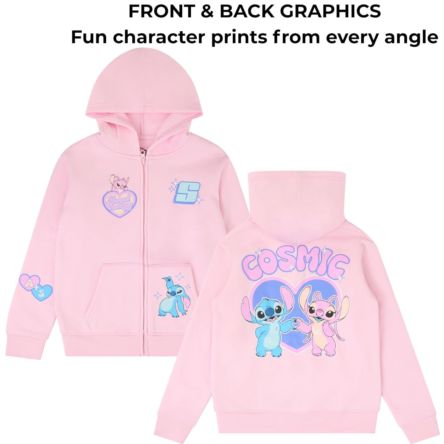Disney Lilo & Stitch Girls Zip-Up Hoodie & Jogger Set, 2-Piece Outfit, Sizes 4–16