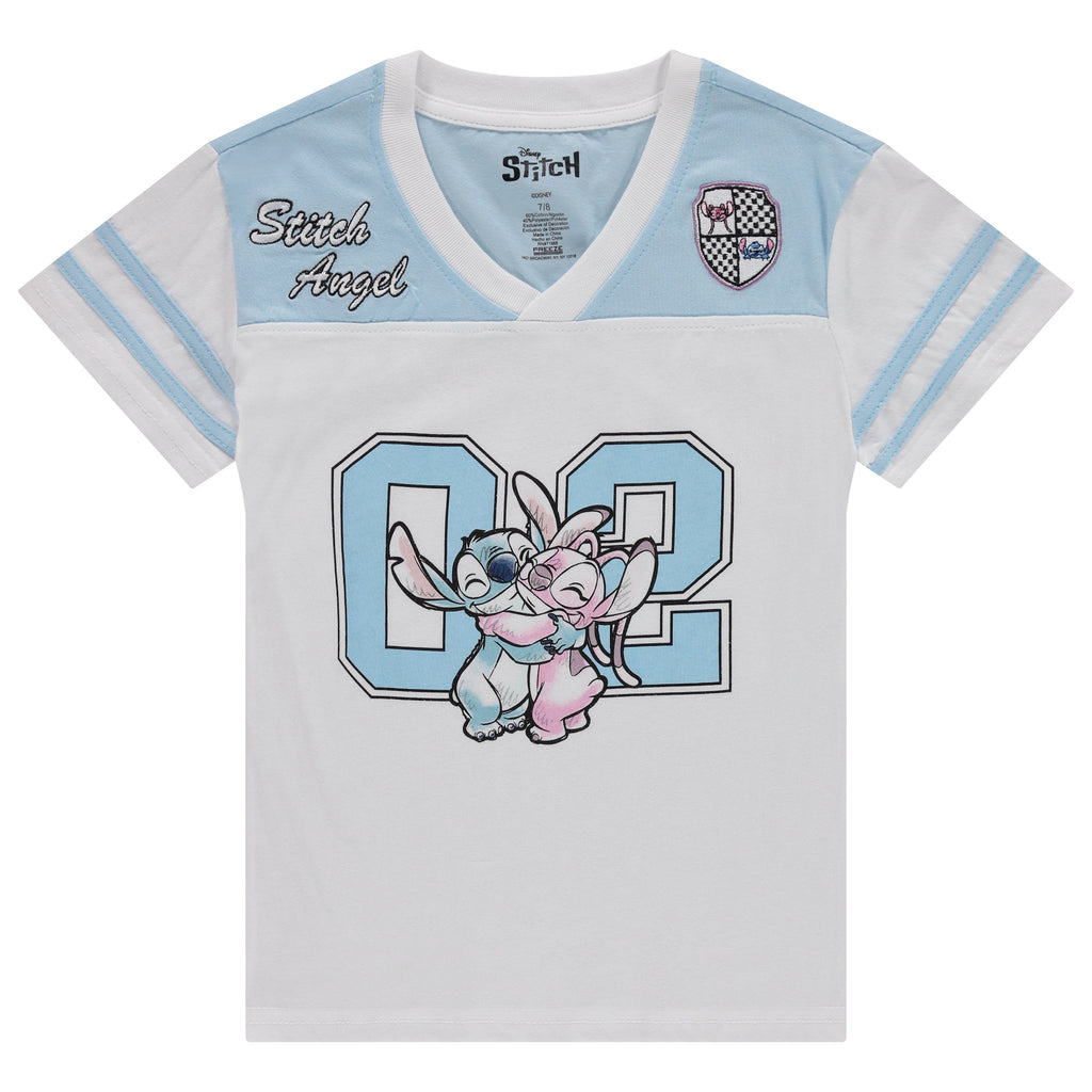 Disney Girls Lilo and Stitch Embroidered Soccer Jersey and Shorts Clothing Set- Little and Big Girls Sizes 4-16