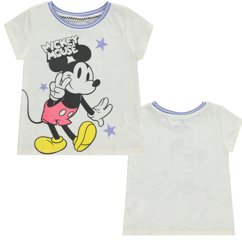 Disney Mickey Mouse Toddler Girls Short Sleeve T-Shirt- Toddler Sizes 2T-4T White