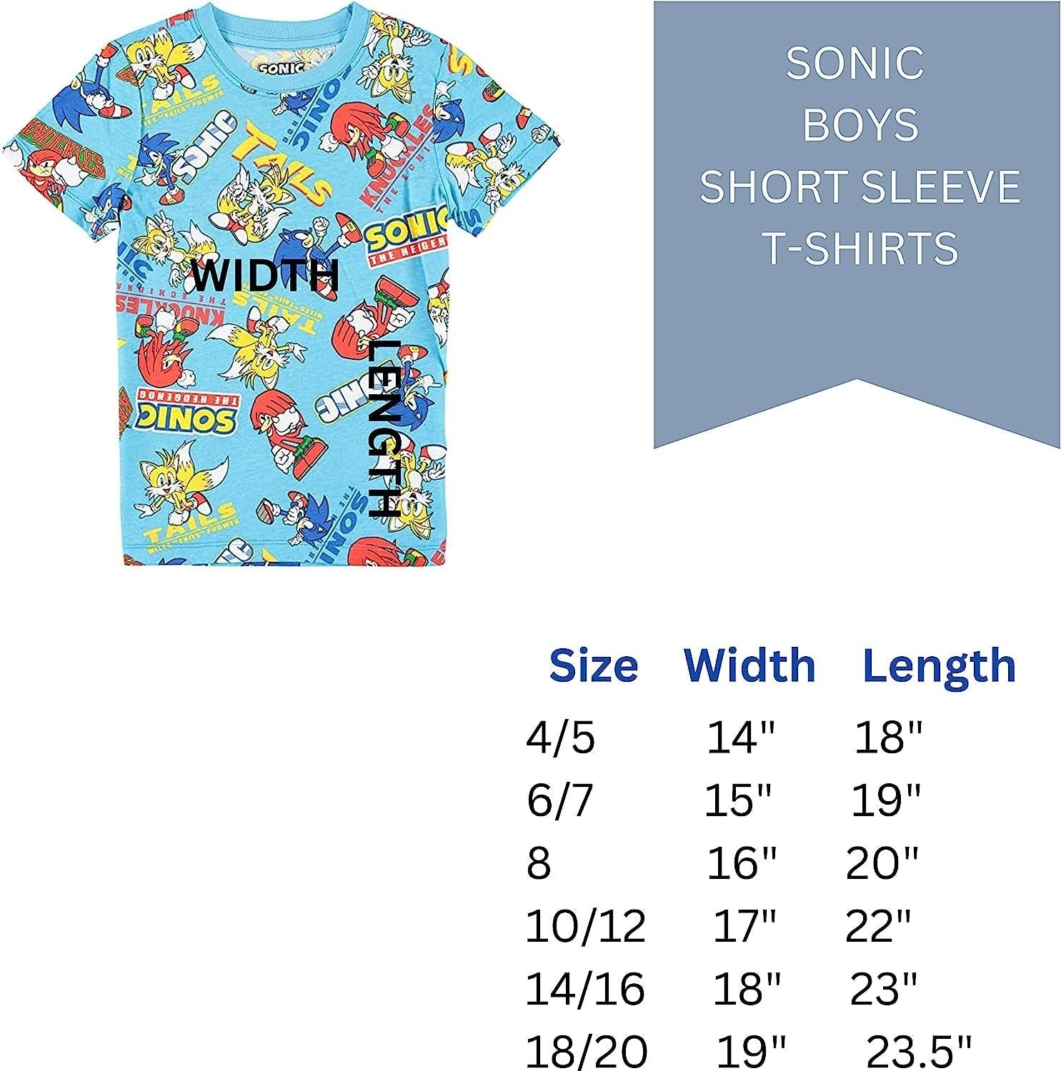Boys Sonic the Hedgehog T-Shirt Sega Graphic Short Sleeve Crewneck Tee Little Big Boys