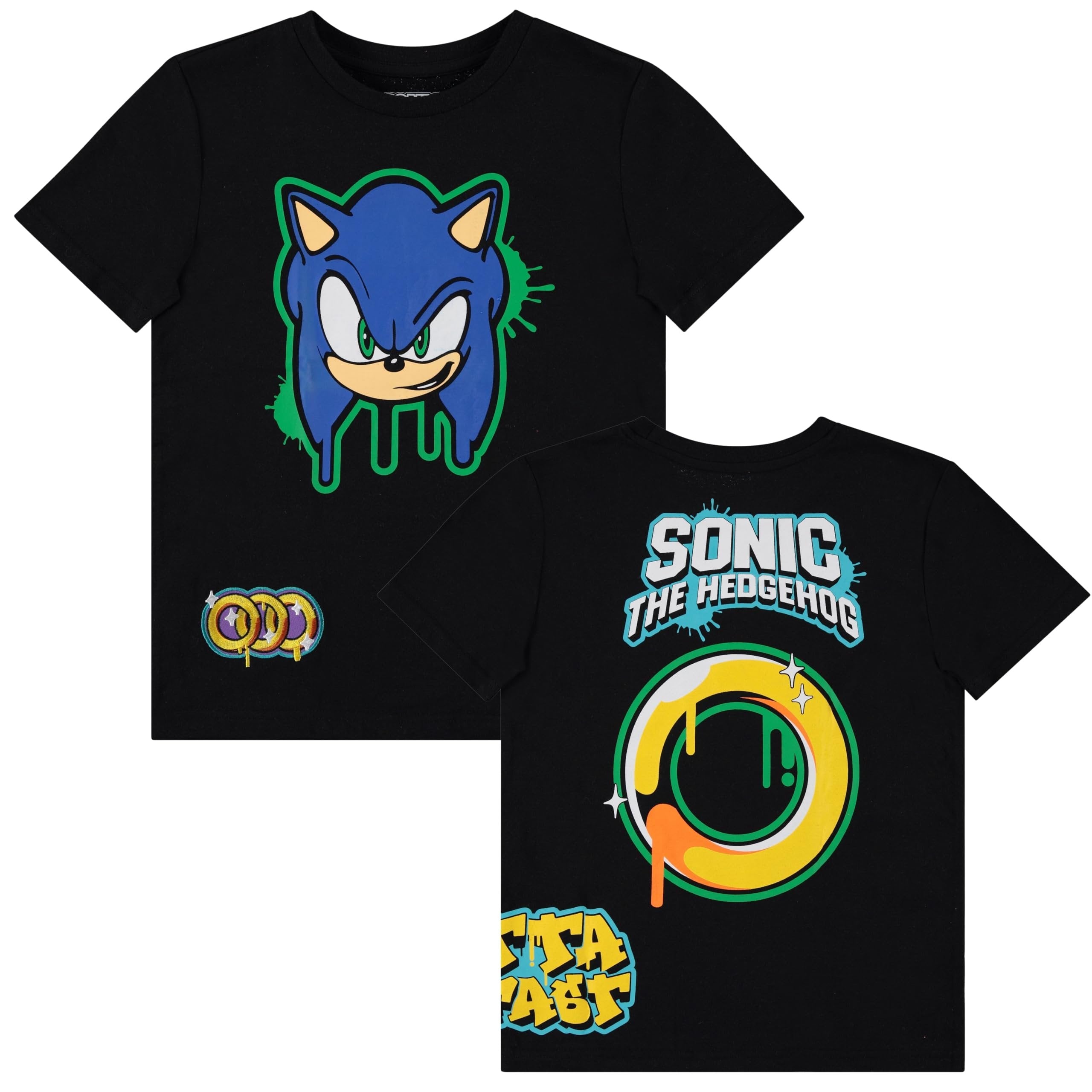 Boys Sonic the Hedgehog T-Shirt Sega Graphic Short Sleeve Crewneck Tee Little Big Boys
