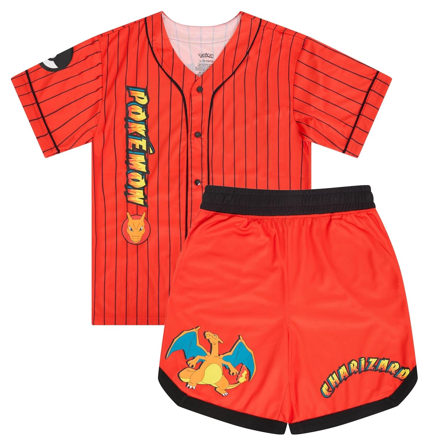 Pokemon Boys Baseball Jersey and Shorts Set, 2 Piece Outfit