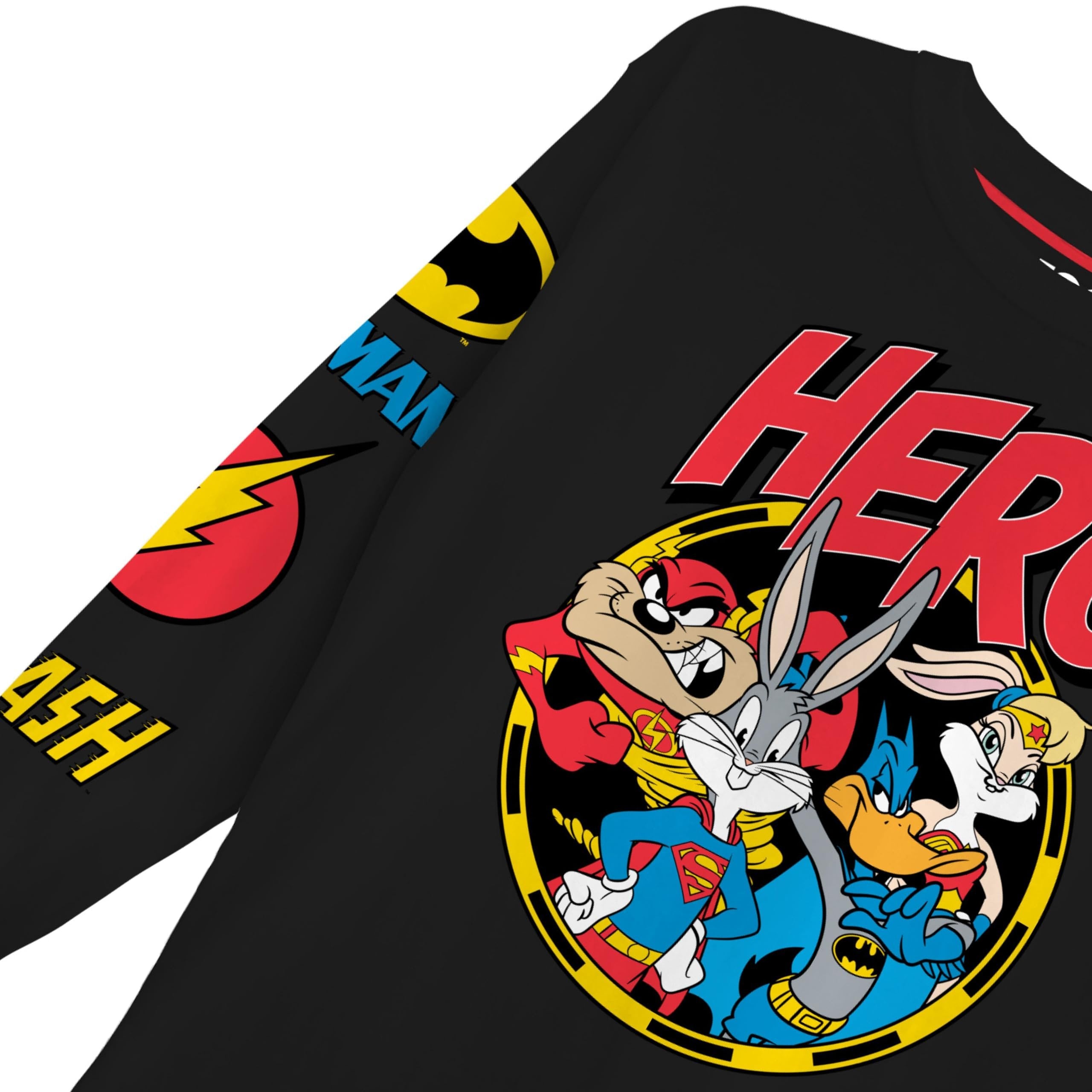 DC Comics Boys Superman Super Hero Long Sleeve T-Shirt, Looney Tunes for Little and Big Boys Sizes 4-20