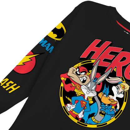 DC Comics Boys Superman Super Hero Long Sleeve T-Shirt, Looney Tunes for Little and Big Boys Sizes 4-20