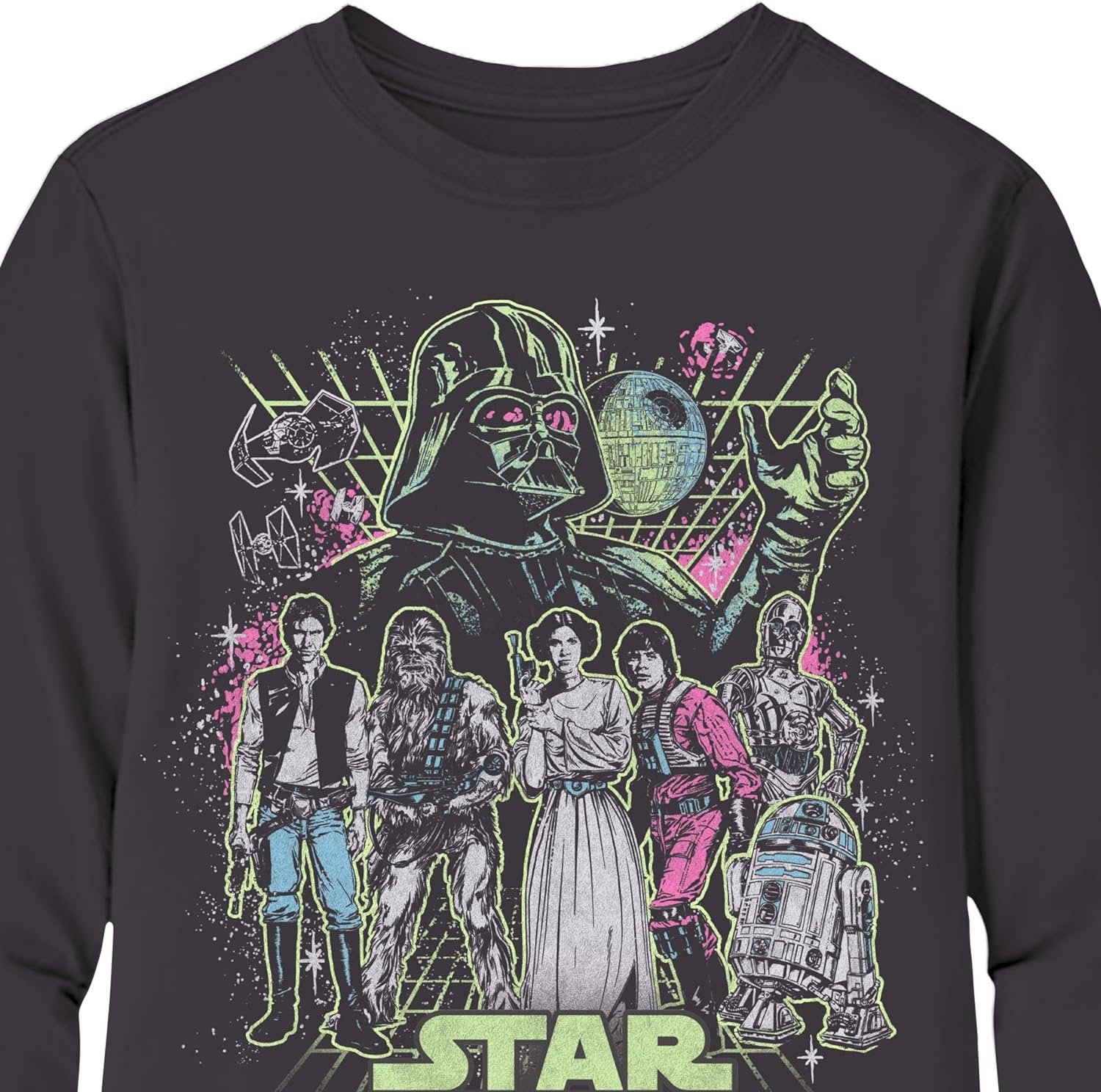 Boys' Star Wars Group Character and The Mandalorian Long Sleeve Crewneck T-Shirt Galactic Heroes Unite- Little and Big Boys Sizes XS-XL