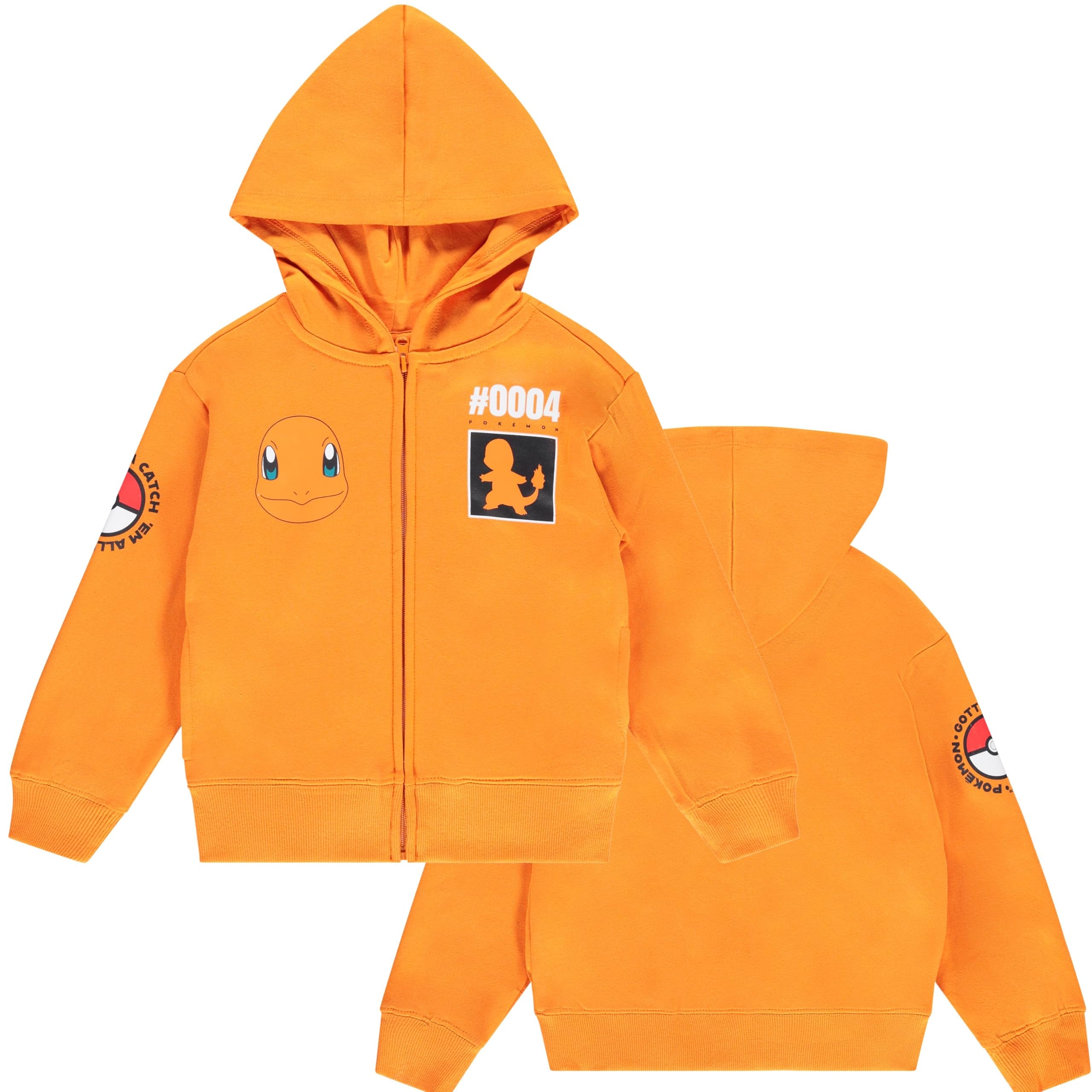 Pokemon Boys Charmander Zip-Up Hoodie Sweatshirt #0004 Graphic Fleece Jacket Size 4-7
