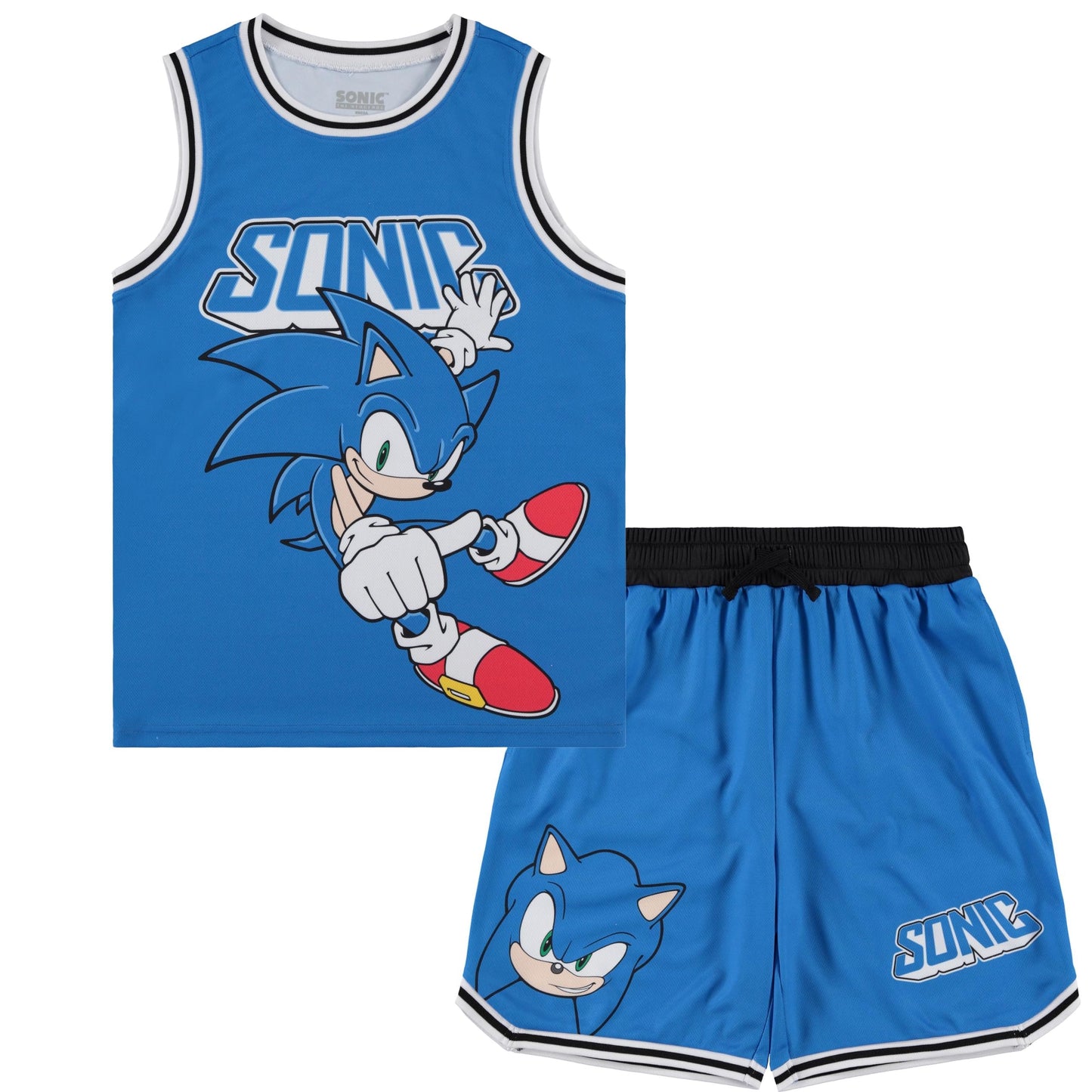 Navy Boys Sonic The Hedgehog Basketball Jersey Shirt and Shorts Clothing Set- Little and Big Boys Sizes 4-20