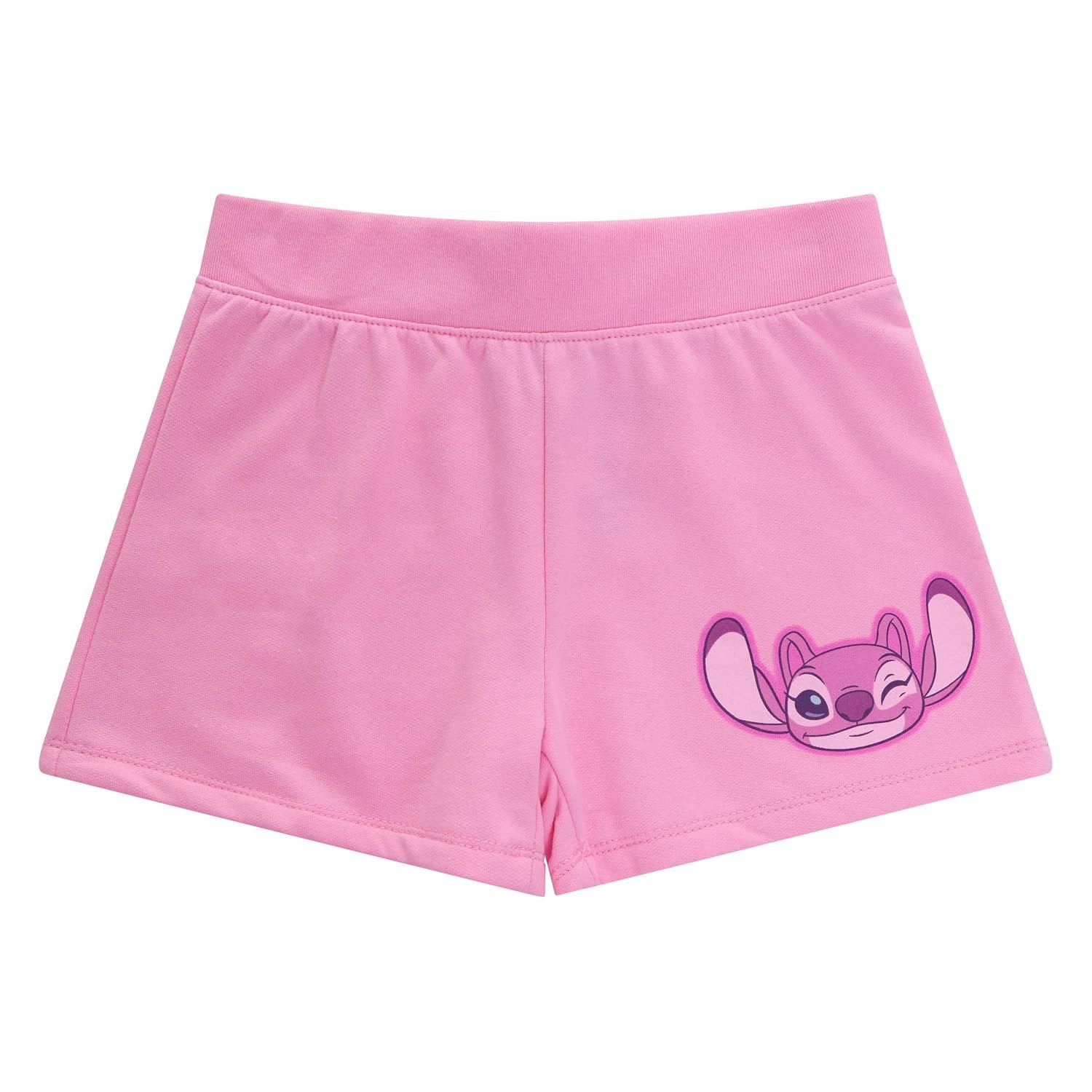 Disney Lilo & Stitch Girls 2 Piece Tank Top and Shorts Set – Gradient Rhinestone Graphic Summer Outfit