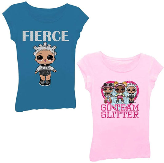 L.O.L. Surprise! Girls Girls 2-Pack T-Shirt Bundle Set - Glitterati, Sk8ter Dolls