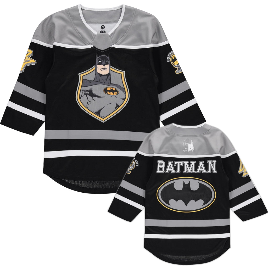 DC Comics Batman Boys 4-20 Long Sleeve Hockey Jersey Black/Grey