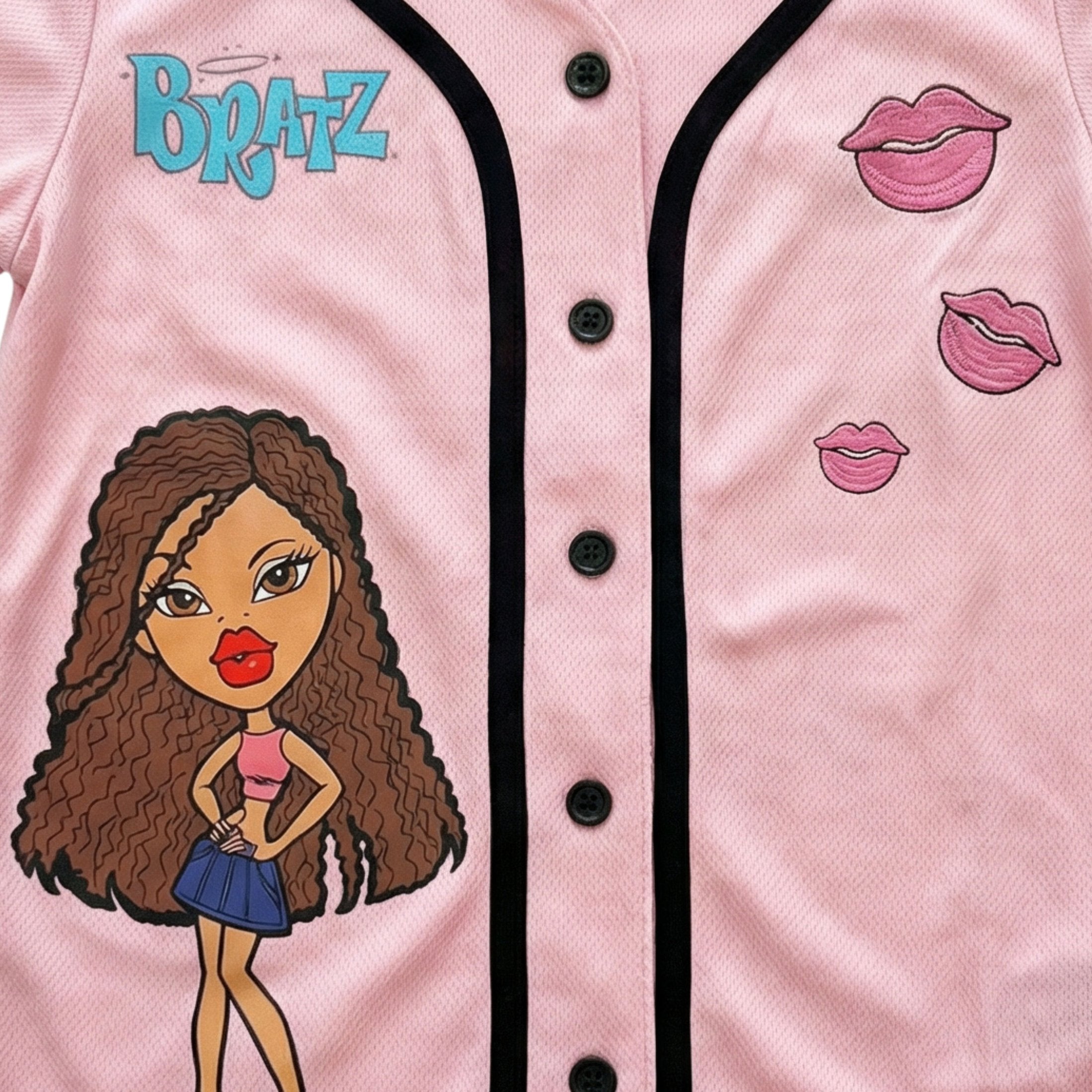 Bratz Girls Baseball Jersey Shirt, Button-Down Mesh Graphic Top, Youth Sizes 7–16