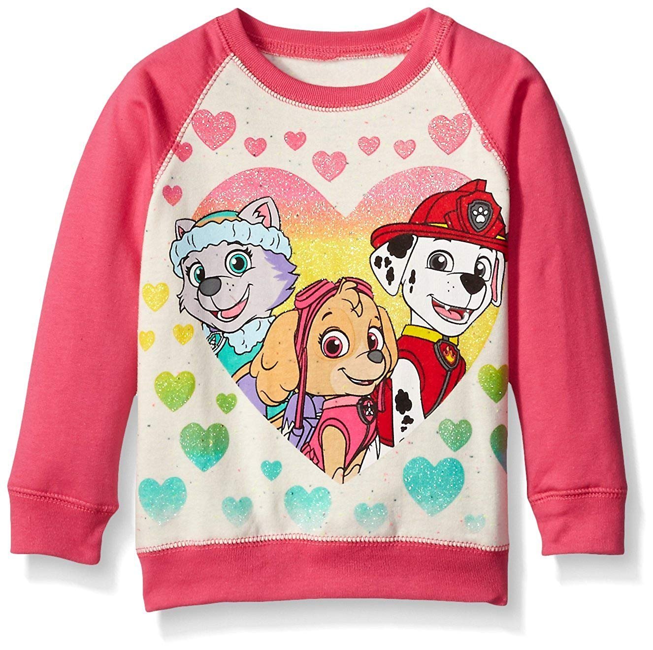 Paw Patrol Girls' Skye, Everest, and Marshall Hearts French Terry Sweatshirt by Nickelodeon