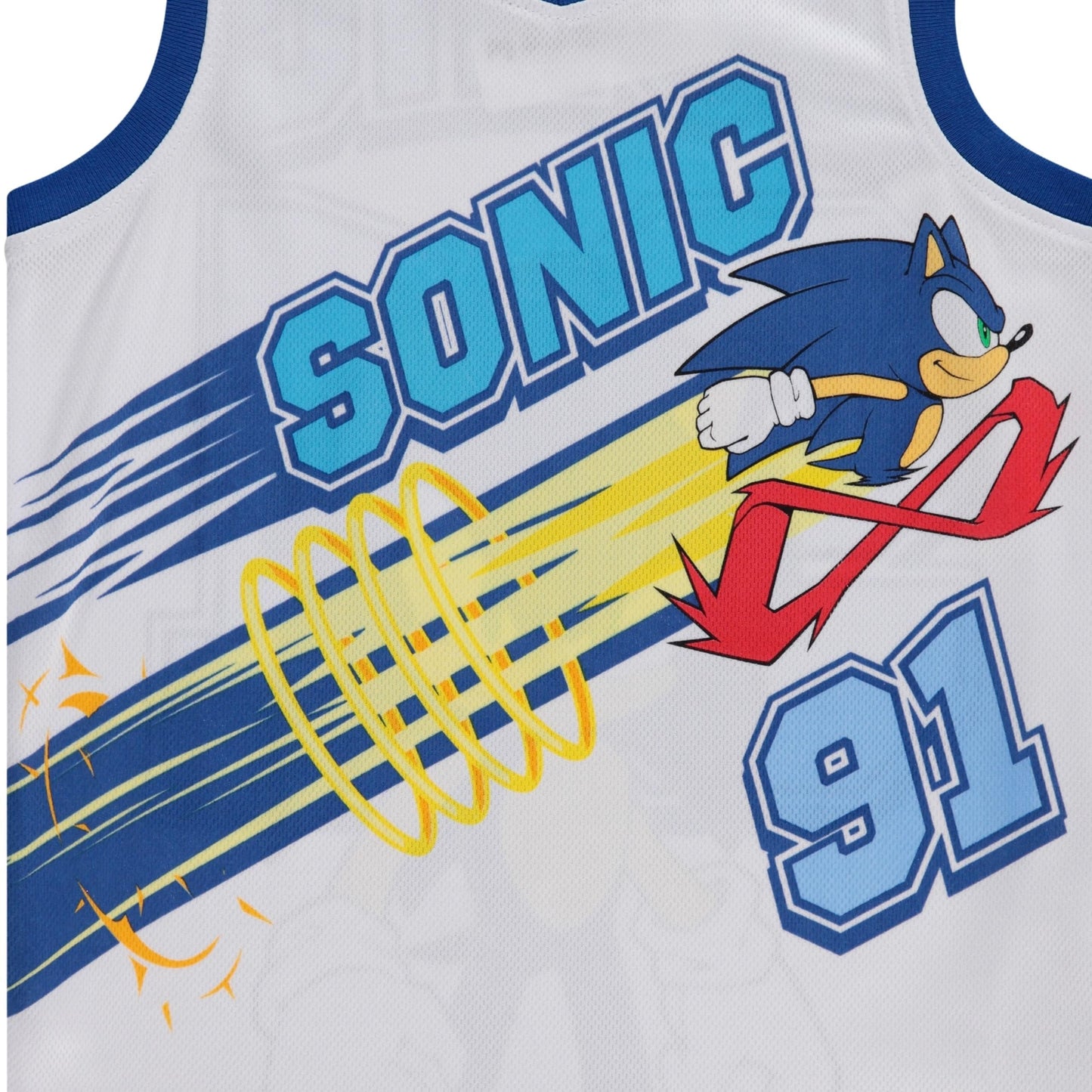 White Boys Sonic The Hedgehog Basketball Jersey Shirt and Shorts Clothing Set- Little and Big Boys Sizes 4-20