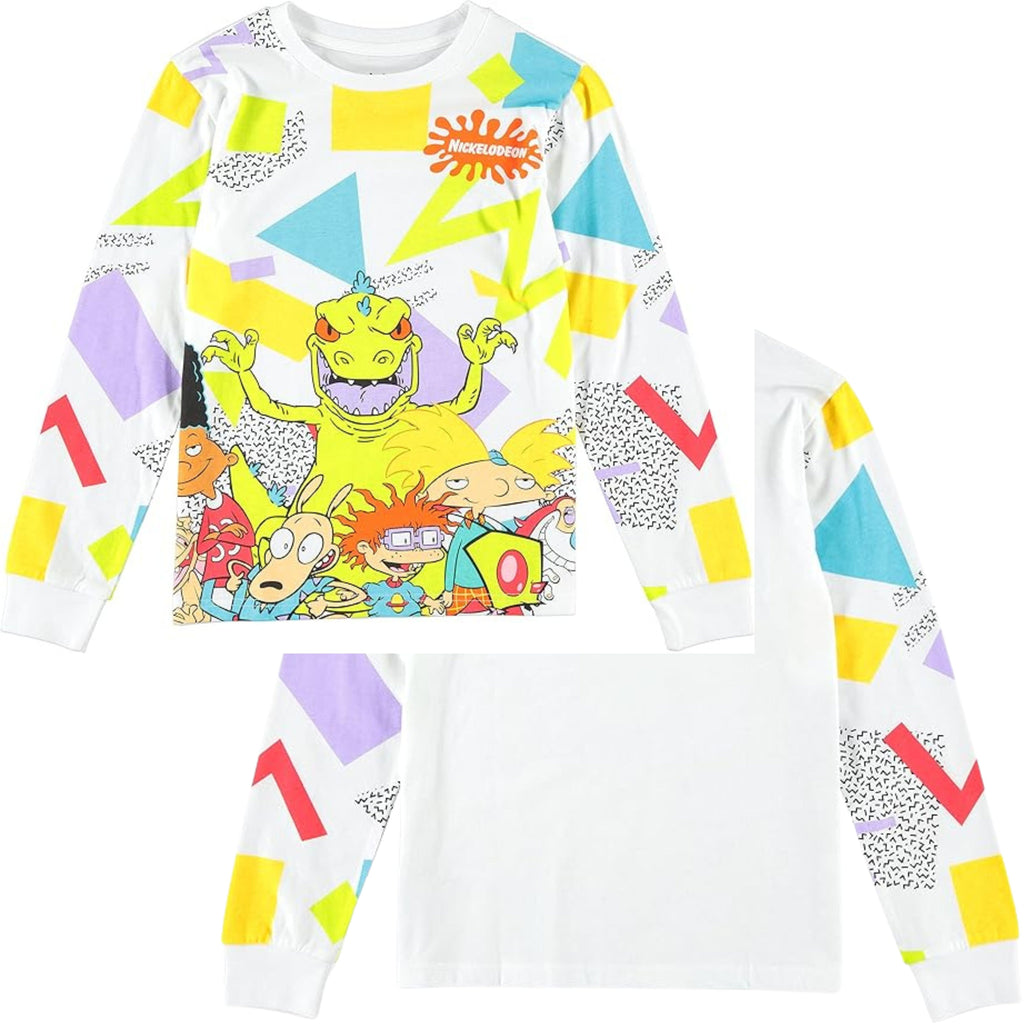 rugrats Nickelodeon Boys Long Sleeve T-Shirt - All Over Print Design T-Shirt