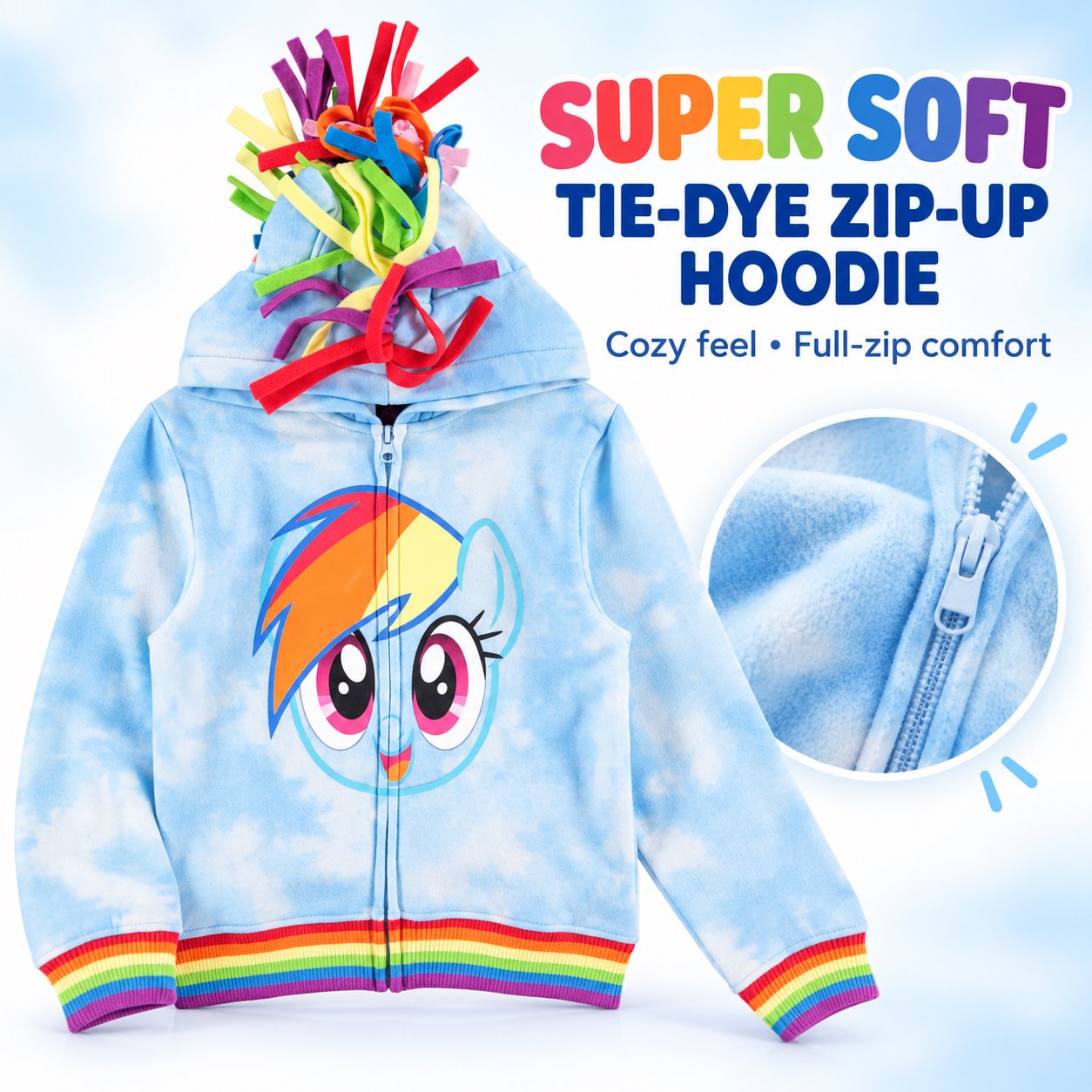 My Little Pony Magical Rainbow Dash Cosplay Hoodie for Girls - Super Soft & Fun for Playtime and Parties!