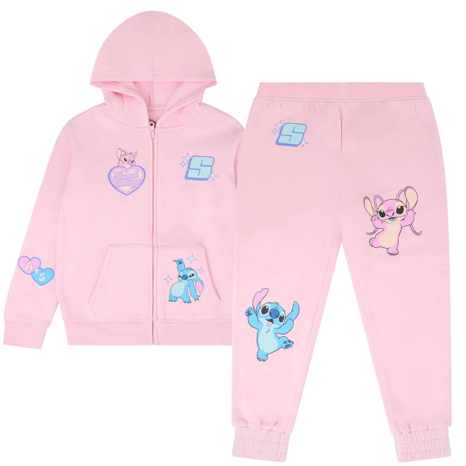 Disney Lilo & Stitch Girls Zip-Up Hoodie & Jogger Set, 2-Piece Outfit, Sizes 4–16