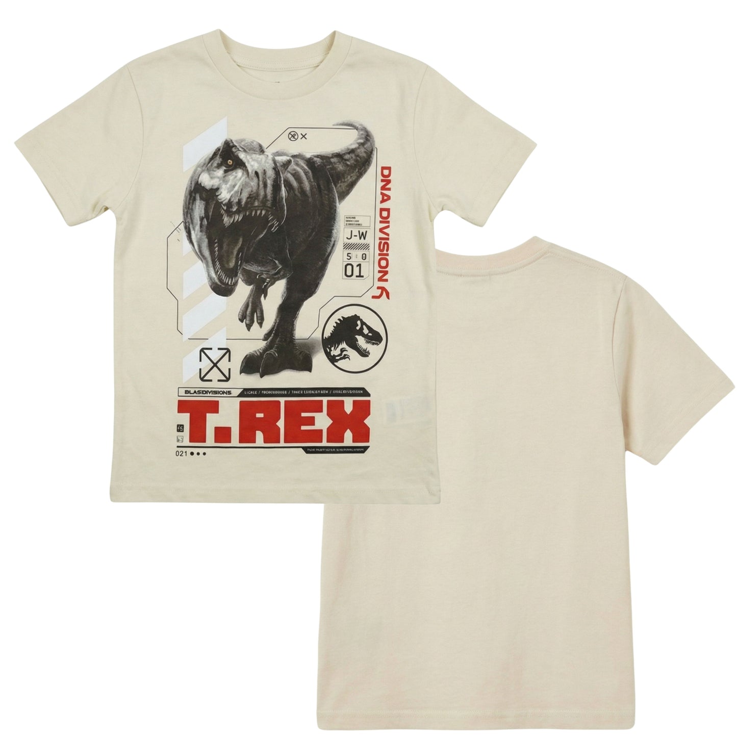 Jurassic World Boys Split Vertical Short Sleeve Tyrannosaurus Rex Dinosaur T-Shirt, Boys Sizes 8-16 (10/12, Black)