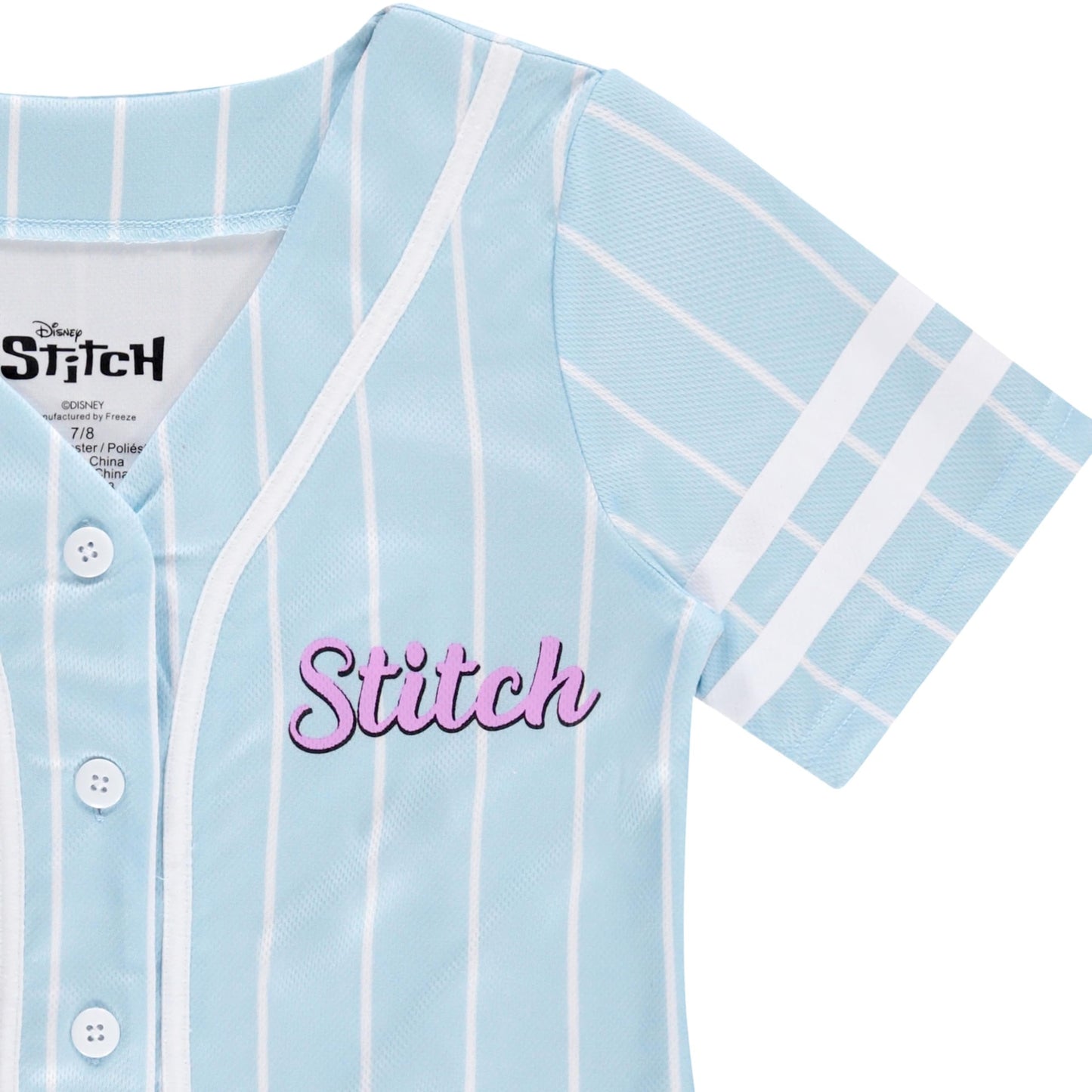 Disney Girls Baseball Jersey T-Shirt with Lilo & Stitch and Mickey Mouse- Girls Sizes 4-16 Hot Pink