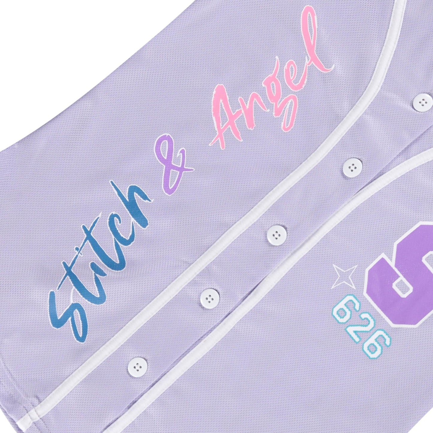 Disney Girls Baseball Jersey T-Shirt with Lilo & Stitch and Mickey Mouse- Girls Sizes 4-16 Hot Pink