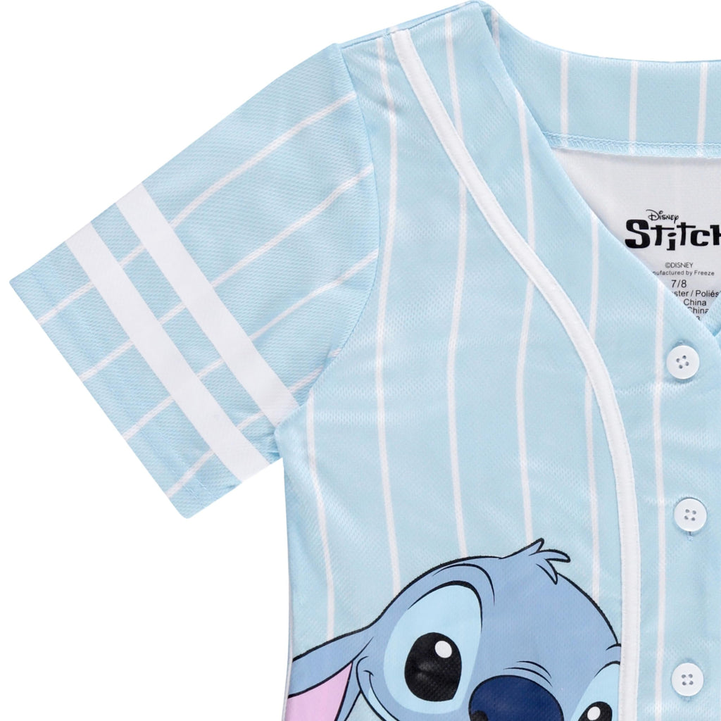 Disney Girls Baseball Jersey T-Shirt with Lilo & Stitch and Mickey Mouse- Girls Sizes 4-16 Hot Pink