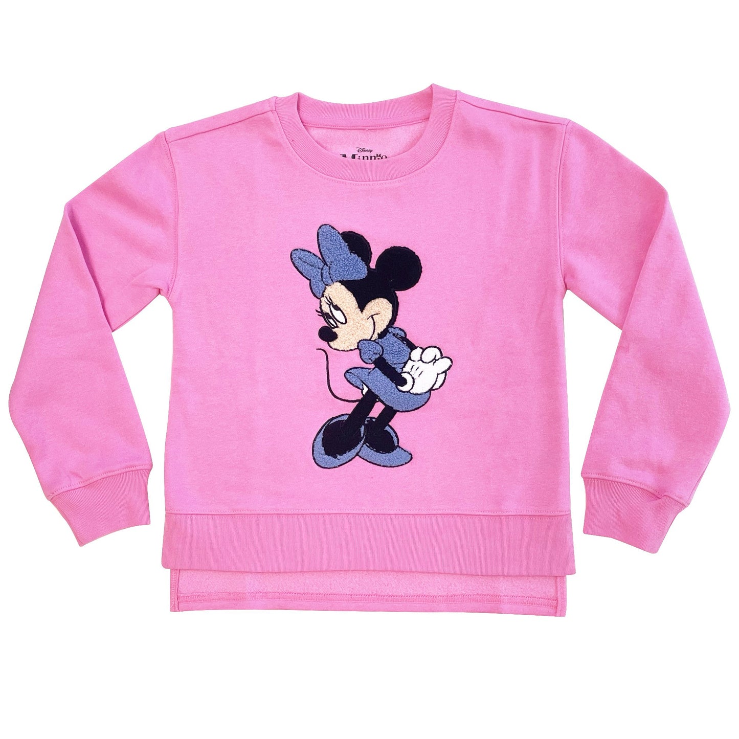 Minnie Mouse Girls Sweatshirt -Jumbo Print and Embroidery Minnie Mouse Sweater- Sizes 4-16